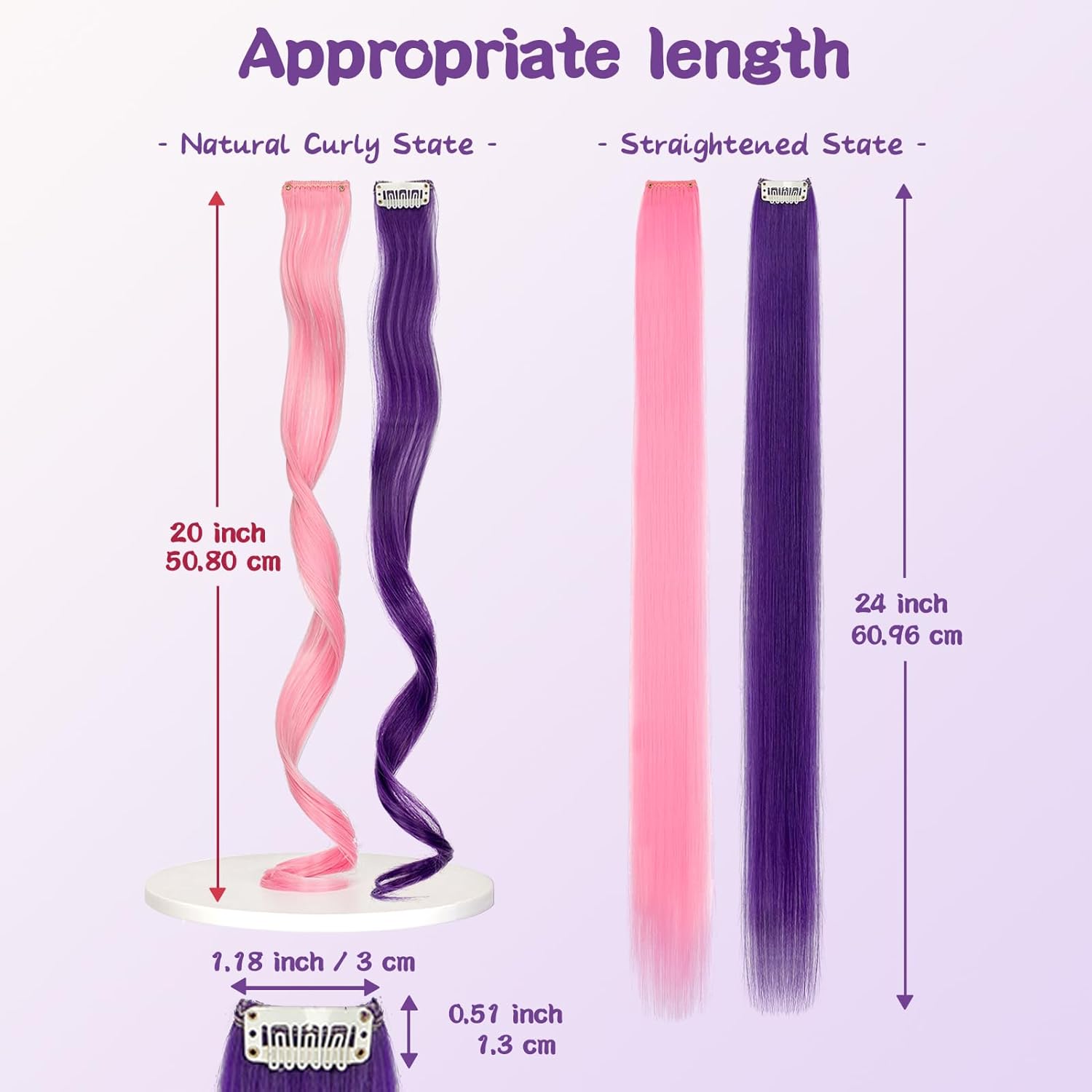 Extensiones de cabello de colores 12 piezas de 24 pulgadas con clip, arco iris, multicolor, para fiesta, largo, lacio, sintético, para mujeres,