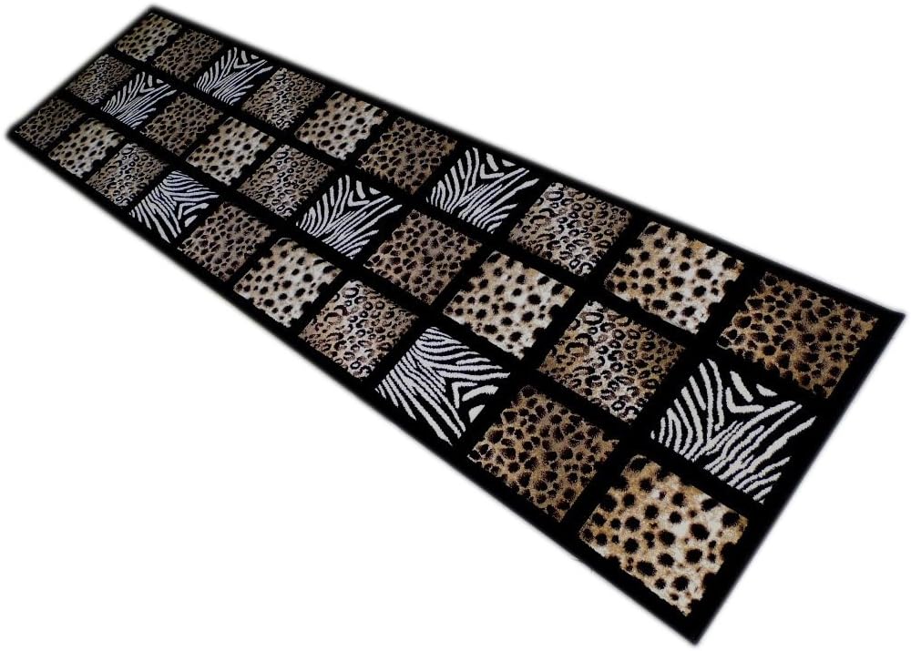 Alfombra con estampado de animales de escultura, 32 pulgadas x 7 pies, 251 color negro