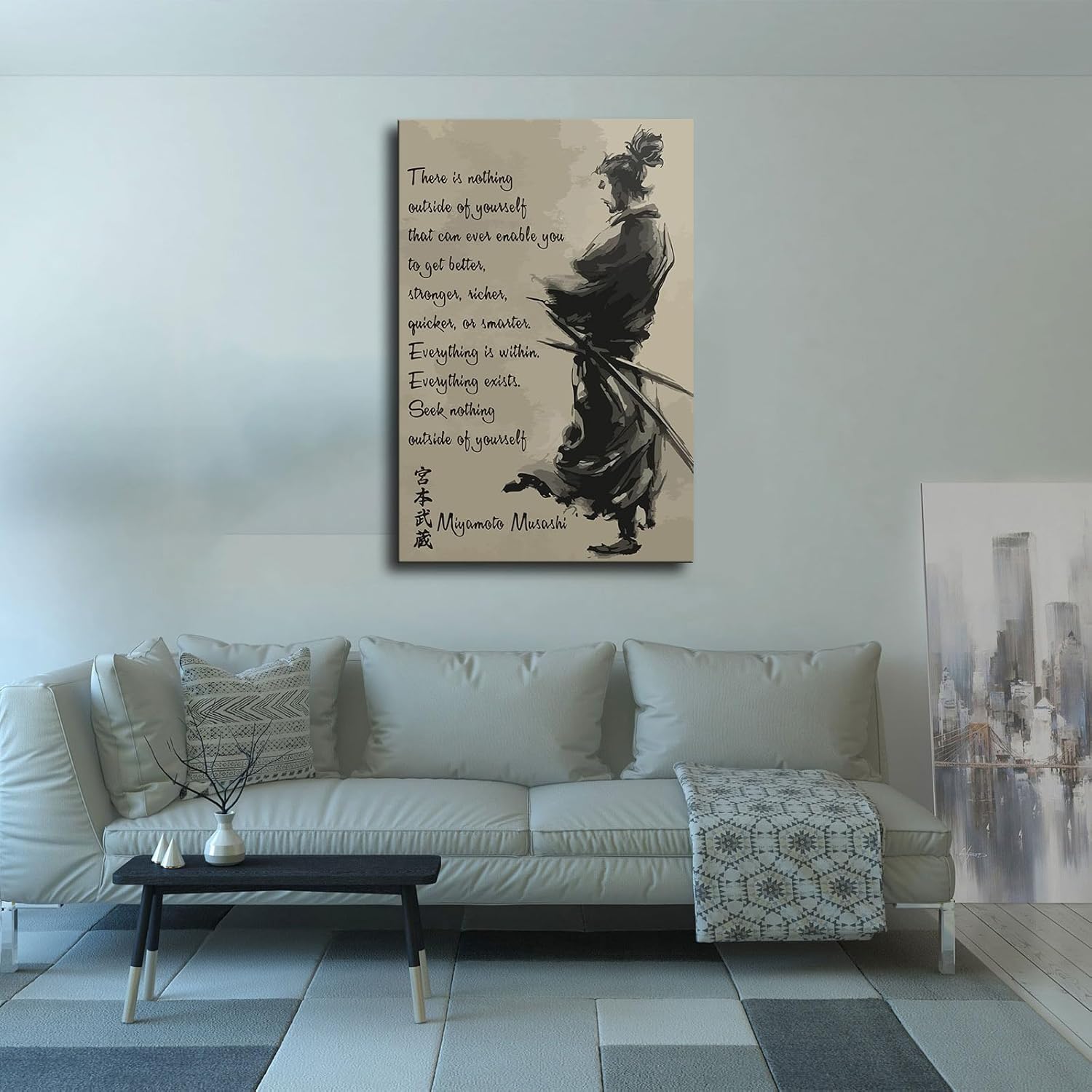 ULLiaN Carteles inspiradores de samurái japonés de Miyamoto Musashi para dormitorio, póster de pared, póster para decoración del hogar, lienzo