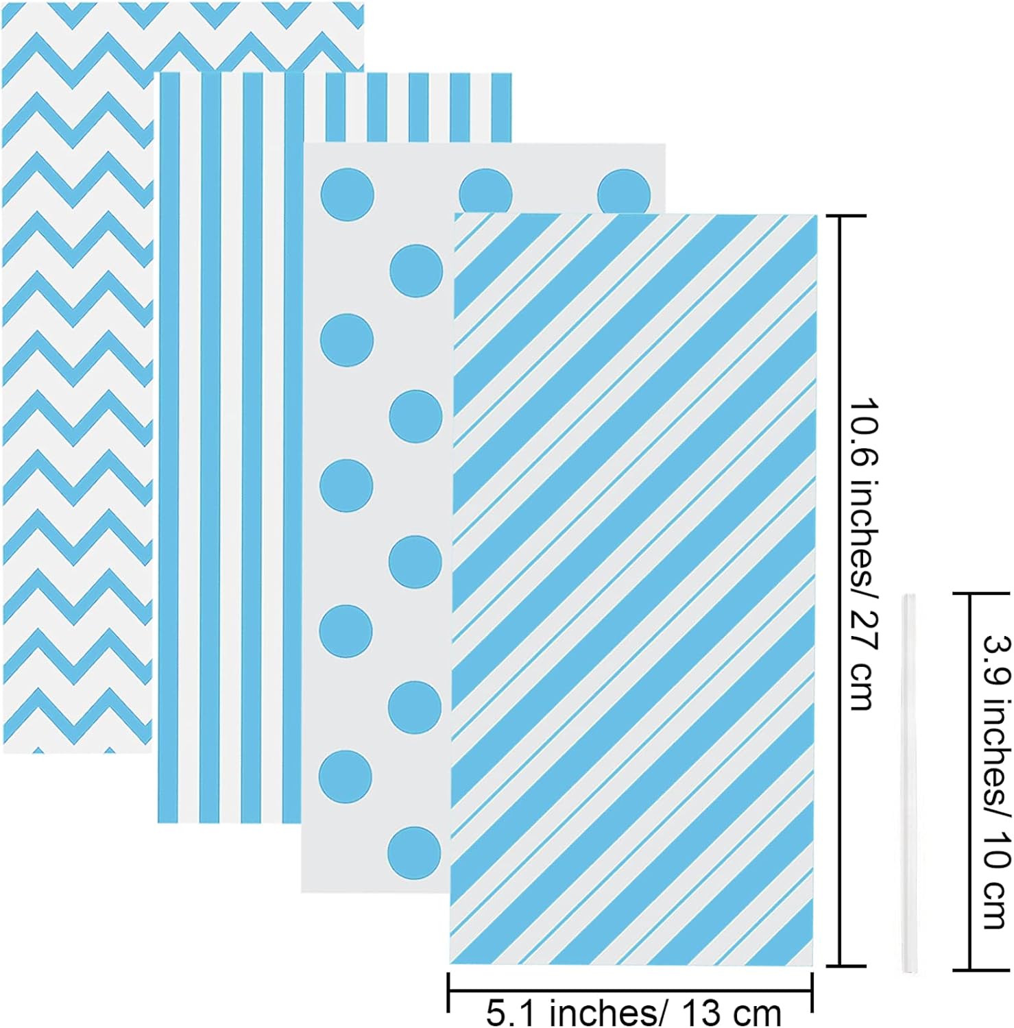 Aneco Paquete de 100 bolsas de celofán azul, bolsas de plástico para dulces, bolsas de regalo, bolsas de regalo con lazos giratorios para San