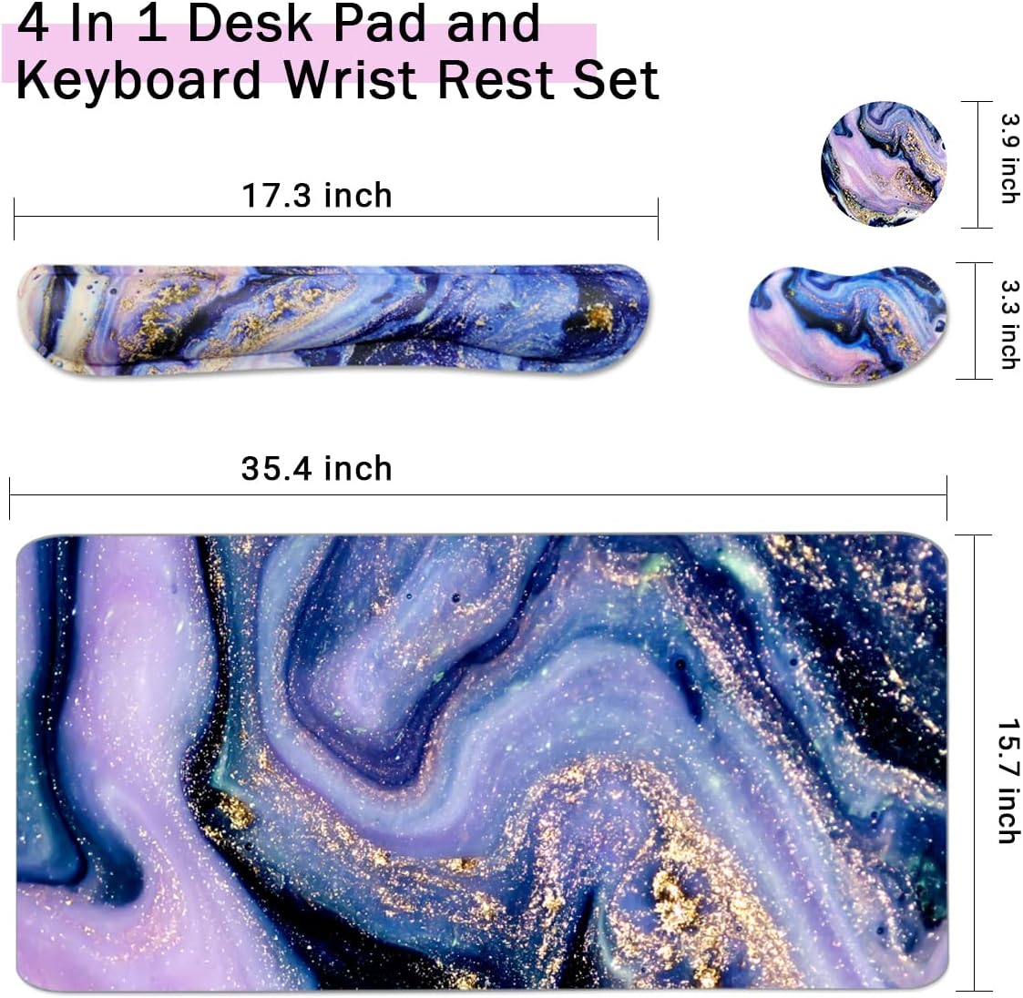 Alfombrilla de mouse grande 4 en 1 para juegos y reposamuñecas para teclado, almohadilla de escritorio para teclado y mouse, alfombrilla de