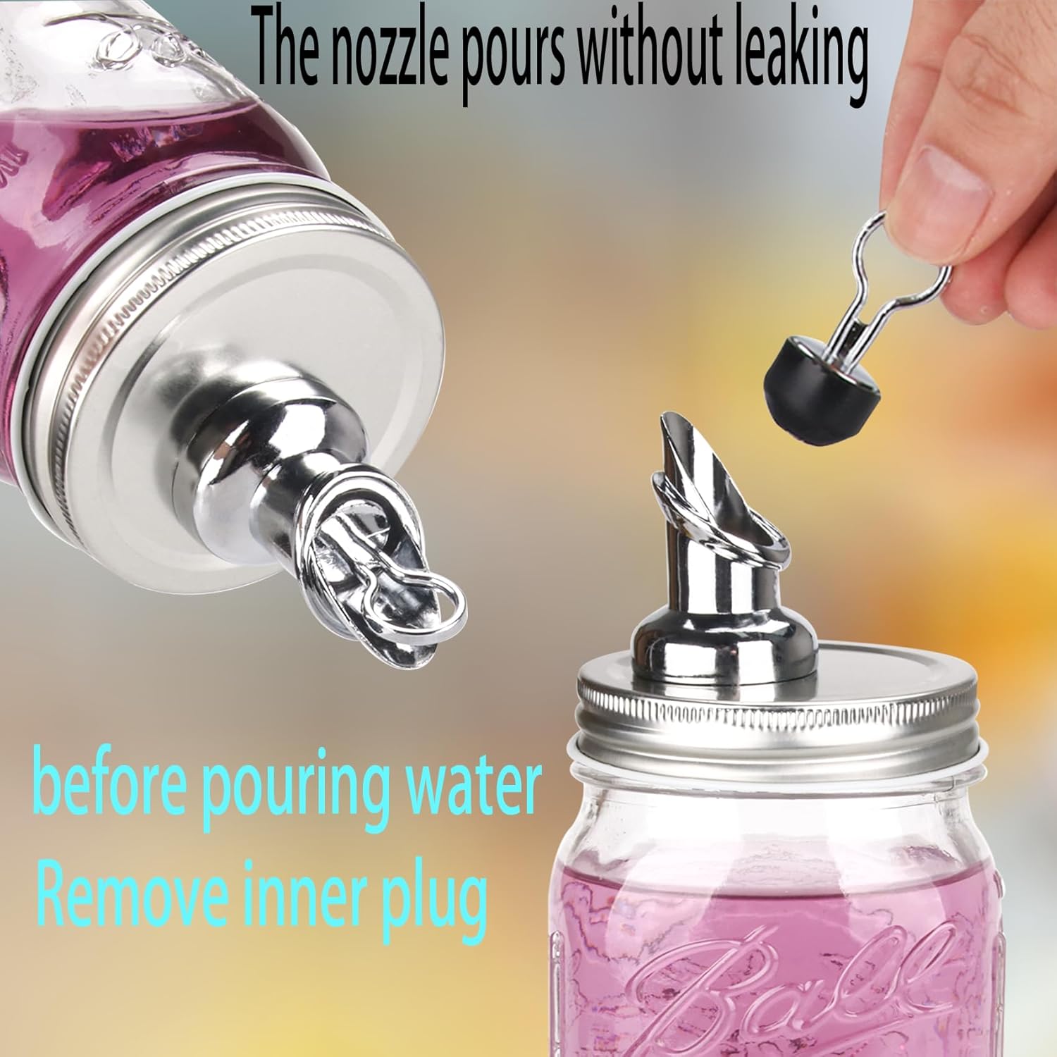 Mason Jar Pour Spouts. flujo libre Mason Jar verter Spouts, tarro de albañil para boquilla tamaño de boca regular tapa de germinación dispensador de