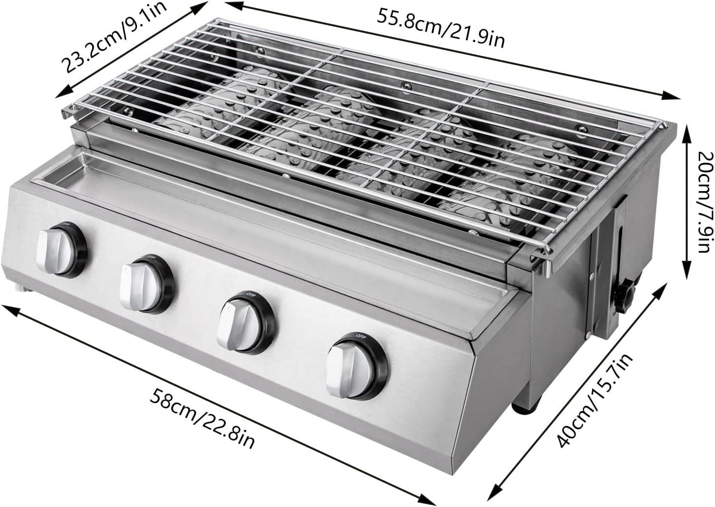Parrilla LPG, parrilla de acero inoxidable para exteriores con rejilla extraíble para patio, jardín, parrilla, gas propano de barbacoa de altura