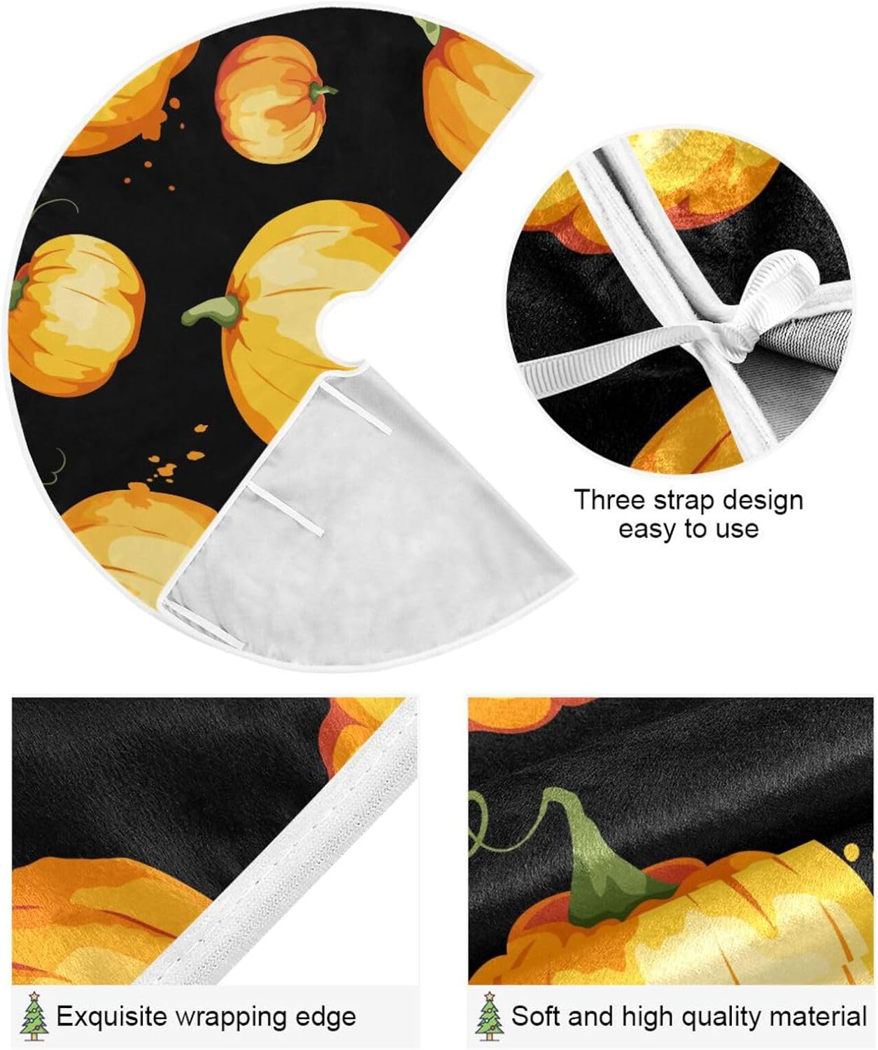 Watercolor Pumpkin Thanksgivin Treeskirt, Fall Xmas Tree Decor, Christmas Tree Skirt Modern, Cozy Christmas Decor