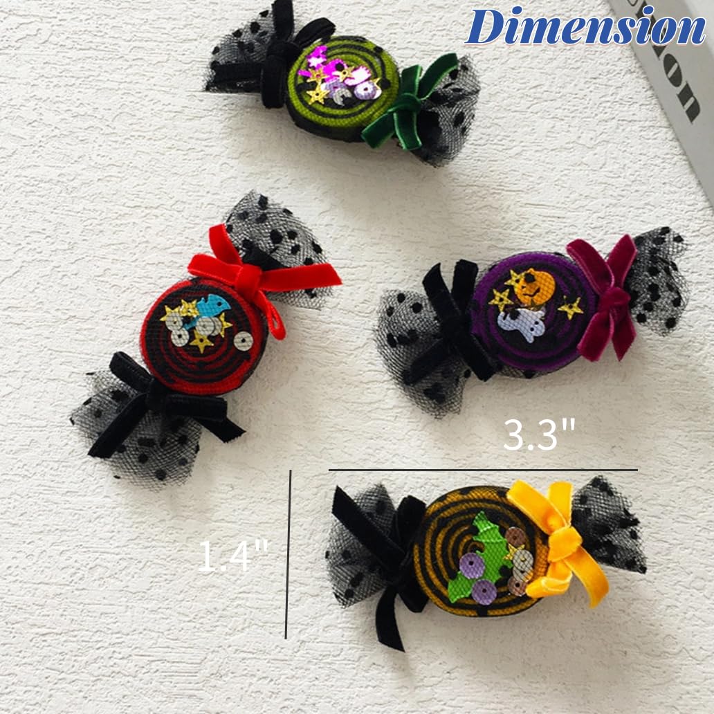 Pinzas de lazo para el cabello de Halloween, 8 unidades para mujeres y niñas, pasadores de fantasma, pinzas de organza para el cabello, accesorios