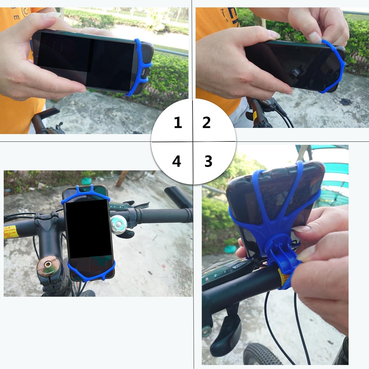 Soporte de teléfono para bicicleta, accesorios universales de silicona para teléfono celular, rotación de 360, compatible con iPhone 1211 Pro Max XS