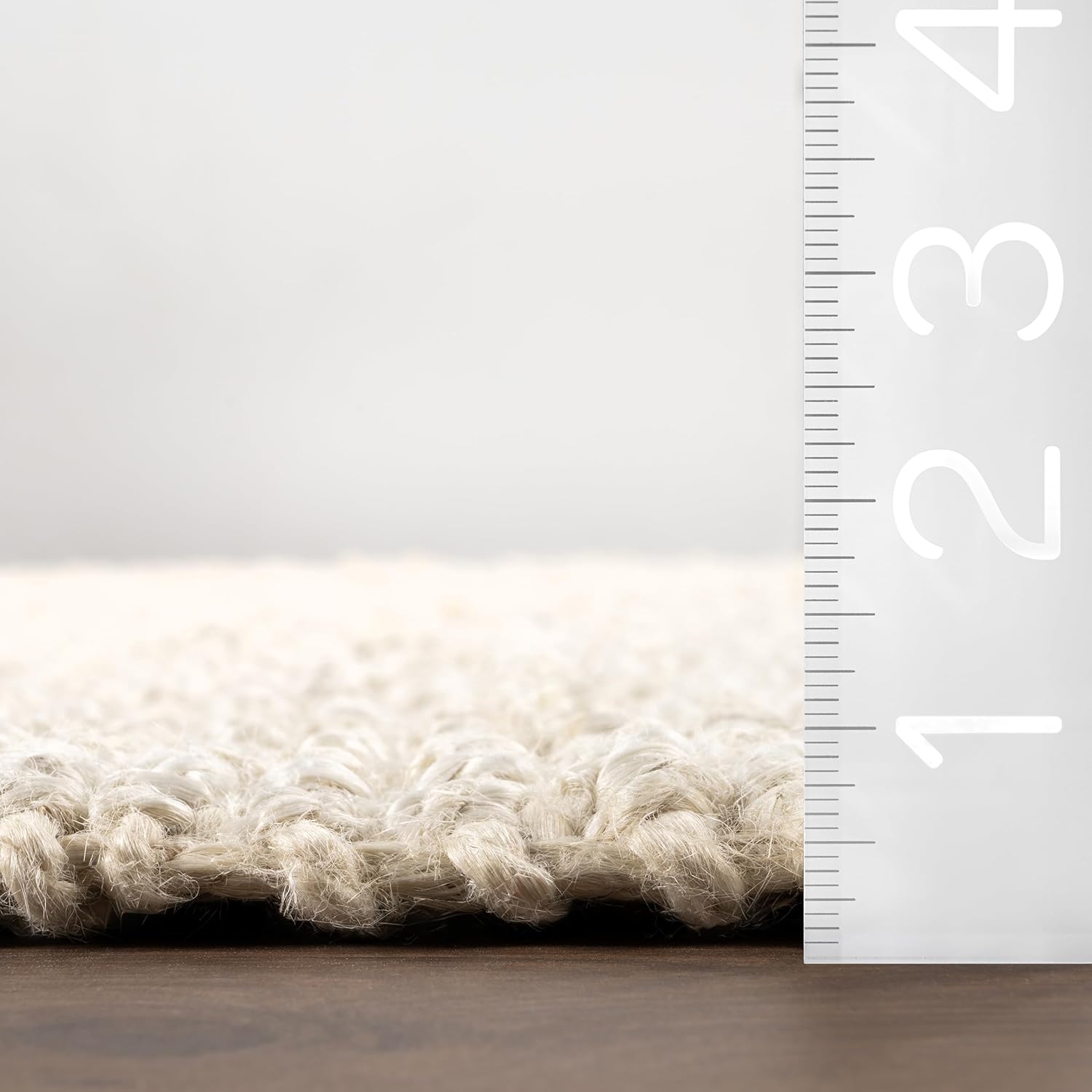 nuLOOM – Alfombra gruesa de yute Daniela Farmhouse, redonda, de 8 pies, color blanco hueso