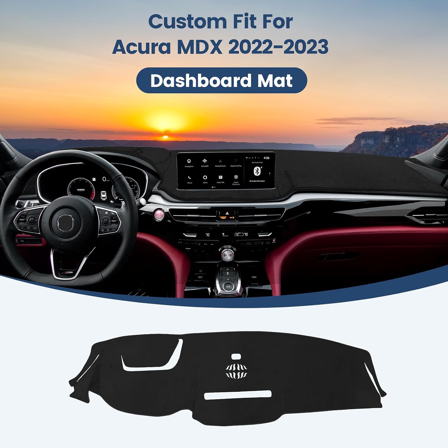 Rilsen Cubierta de salpicadero de ajuste personalizado para Acura MDX 2022 2023 sin HUD, protector antideslizante para salpicadero, parasol sin
