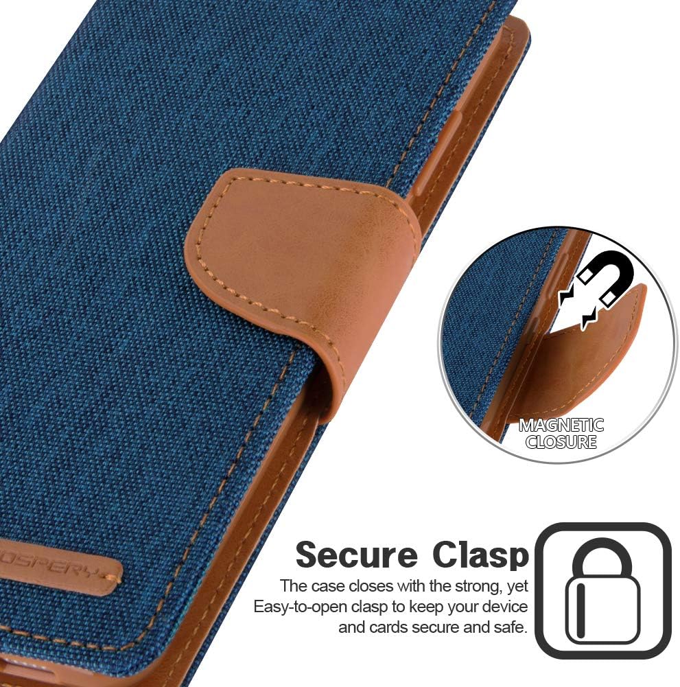 GOOSPERY Funda de lona para Galaxy S21 Ultra 0.18 oz, 3 ranuras para tarjetas, 1 bolsillo lateral, función de pie, 8 colores, protector de pantalla