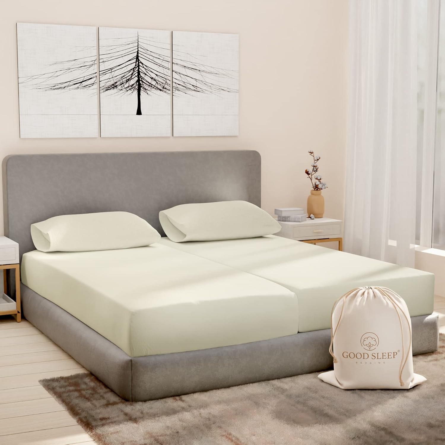 Juego de sábanas divididas tamaño King para cama ajustable, sábanas de lujo, sábanas de algodón egipcio de 1000 hilos, juego de sábanas de 5 piezas,