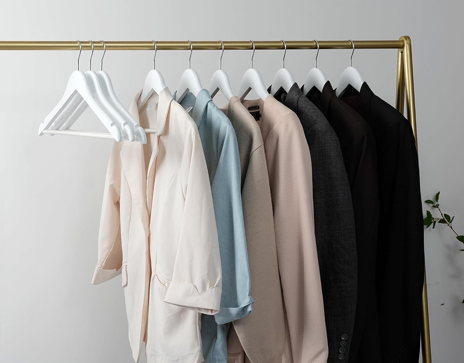Perchas de madera blanca para vestidos de novia, perchas de madera resistente, perchas de madera maciza para camisas, chaquetas, pantalones,
