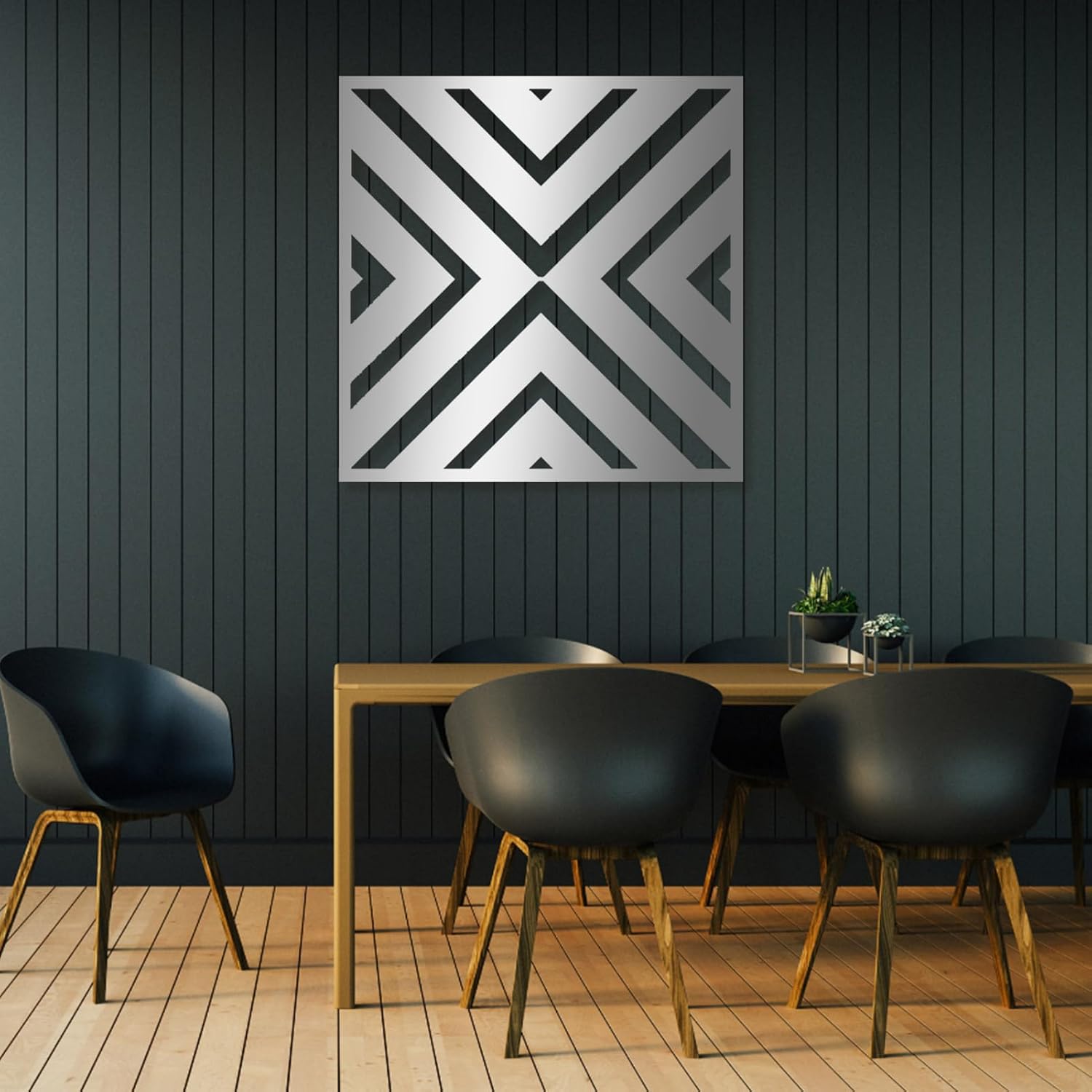 Arte de pared geométrico de metal, decoración de pared de metal cuadrado 3D, arte abstracto de pared de metal, arte de pared de metal para