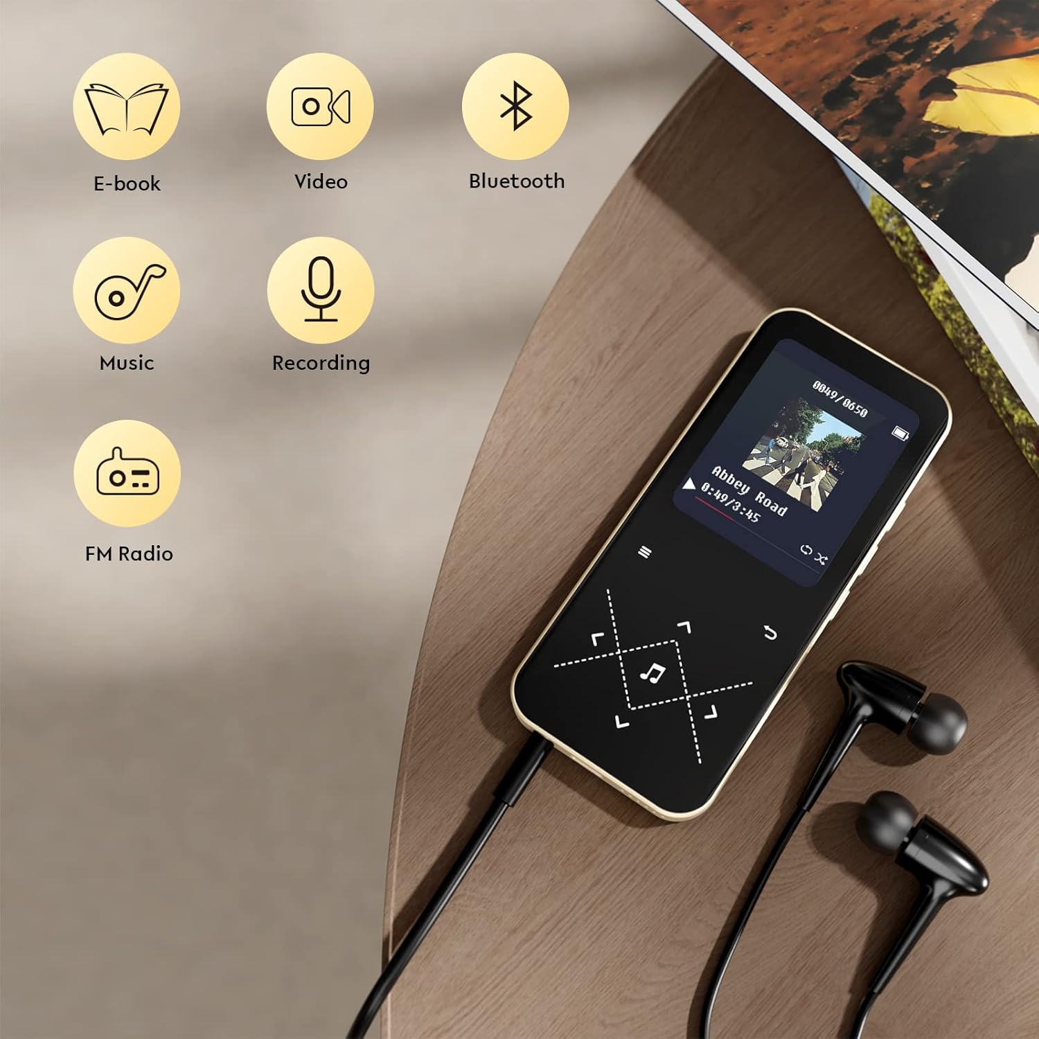 AGPTEK – Reproductor MP3 de 64 GB con Bluetooth 5.3, pantalla de 2.4 pulgadas, reproductor de música portátil con altavoz, radio FM, grabadora de