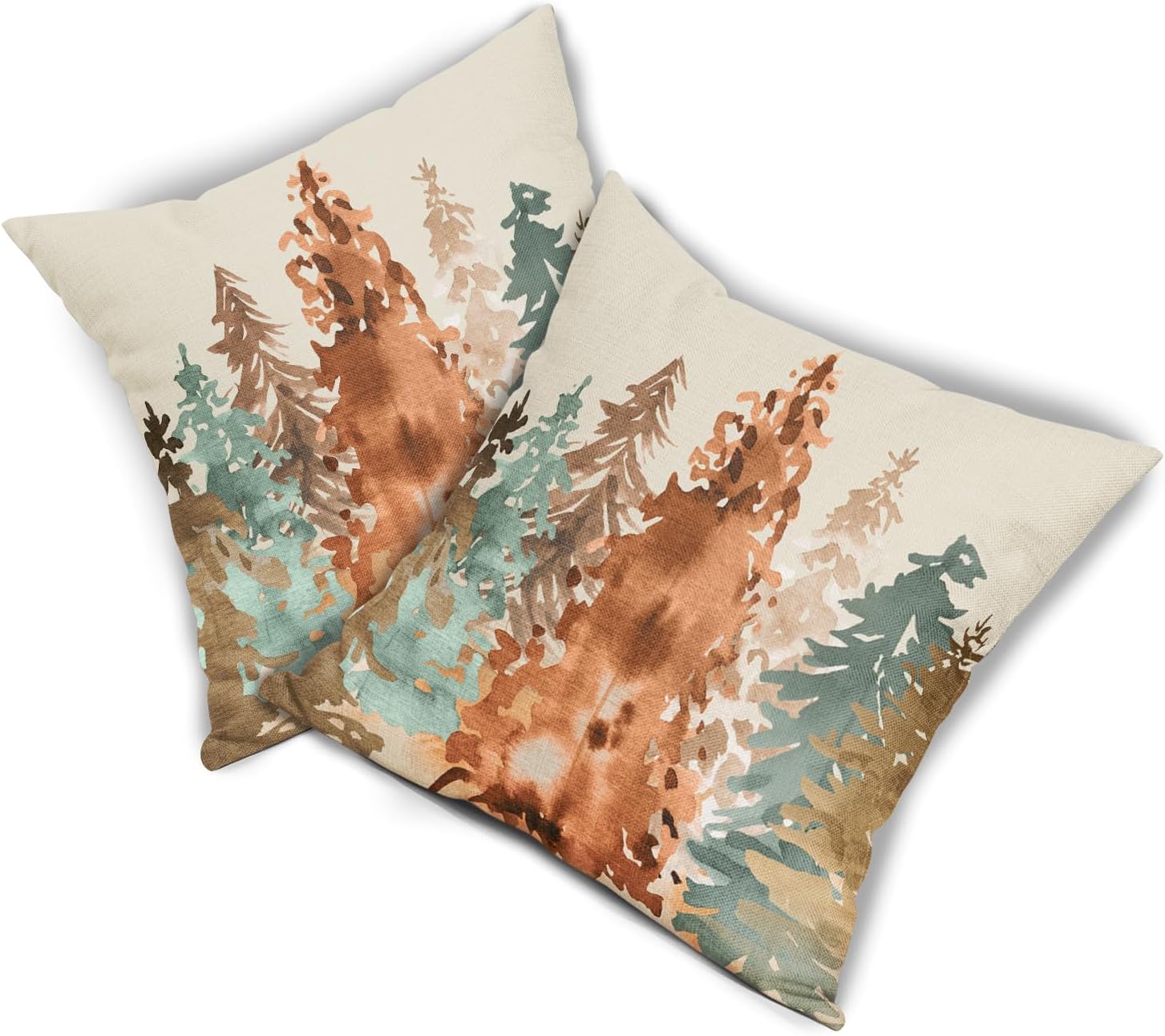 Sweetshow Juego de 2 fundas de almohada de color otoñal de 20 x 20 pulgadas, estilo rústico, acuarela, árbol de otoño, con temática de naturaleza,
