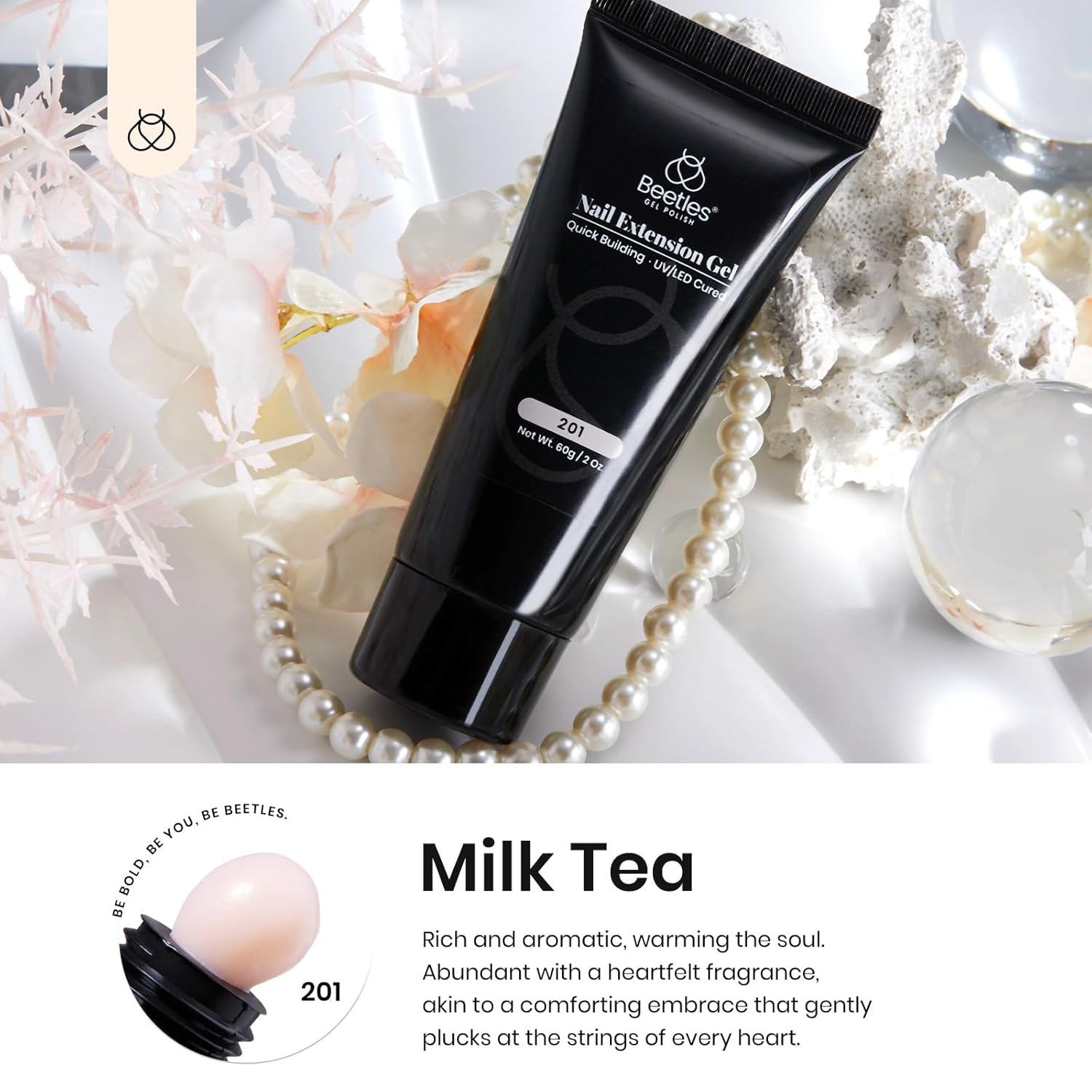 Beetles – Gel de extensión de uñas para uñas, 2.16 onzas, clásico natural gelatina, nude, rosa, sorbete, diseño de arte de uñas, gel de extensión de