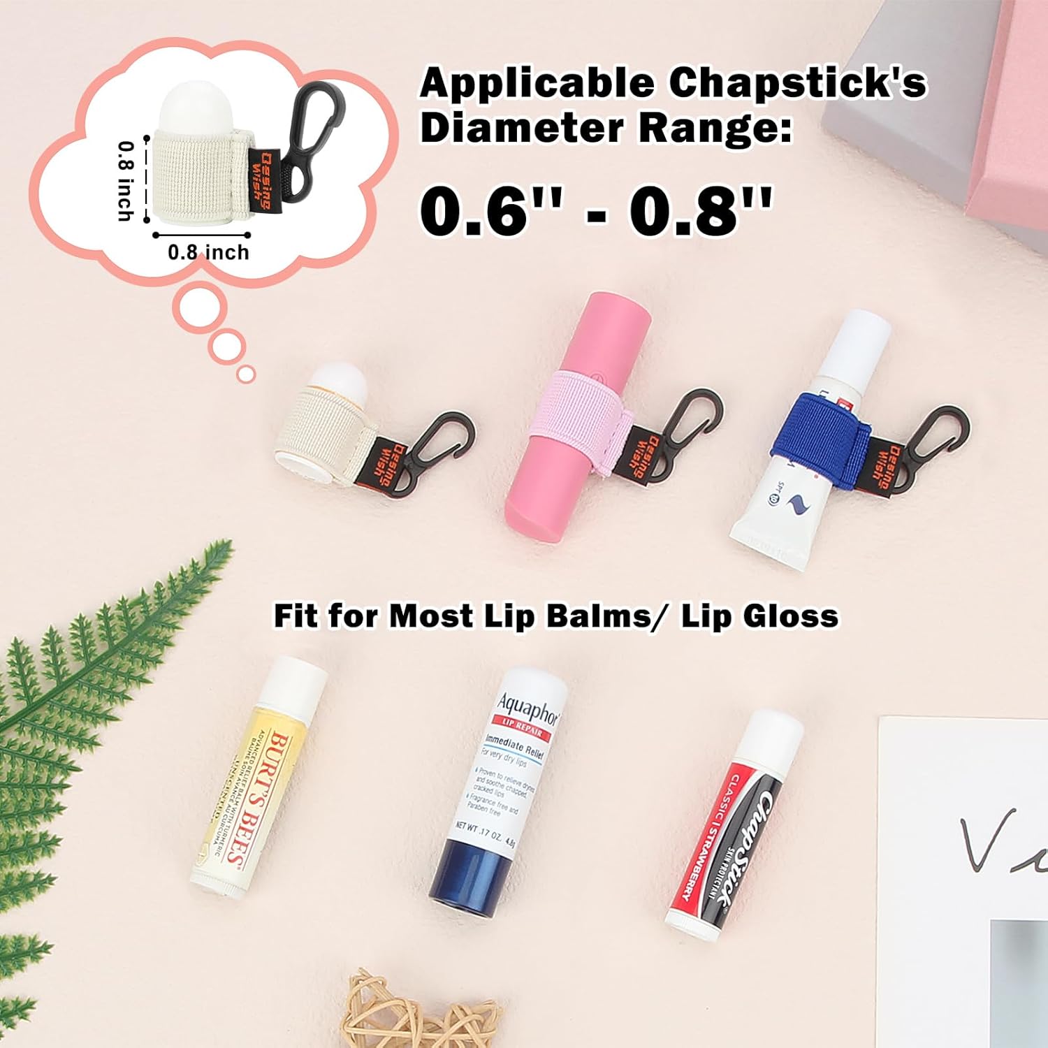 Desing Wish Mini Chapstick Holder Llavero de manga elástica Chapstick Llavero titular para bálsamos labialesbrillo labiallápices labiales, Paquete