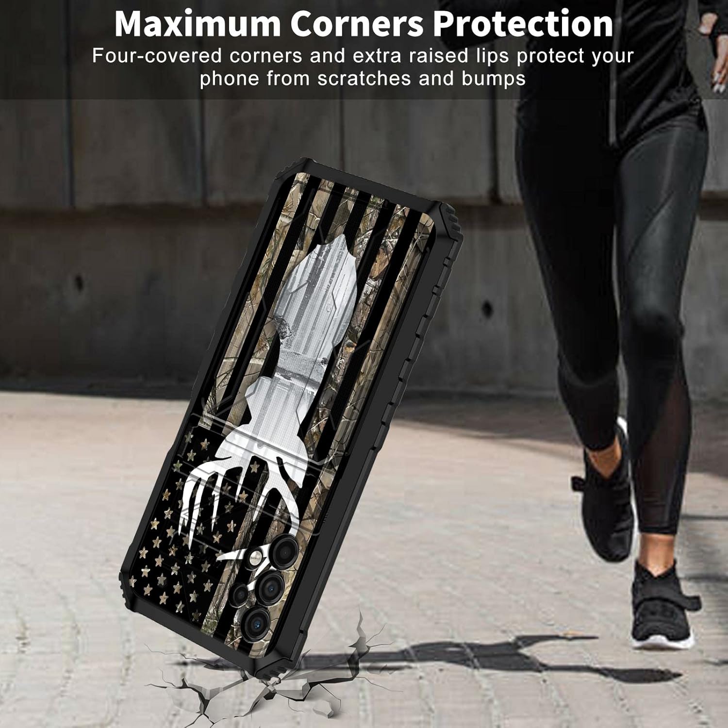 Funda para Samsung Galaxy A32 5G con ranura desmontable para tarjetero, función atril, doble capa, resistente, a prueba de golpes, funda oculta para