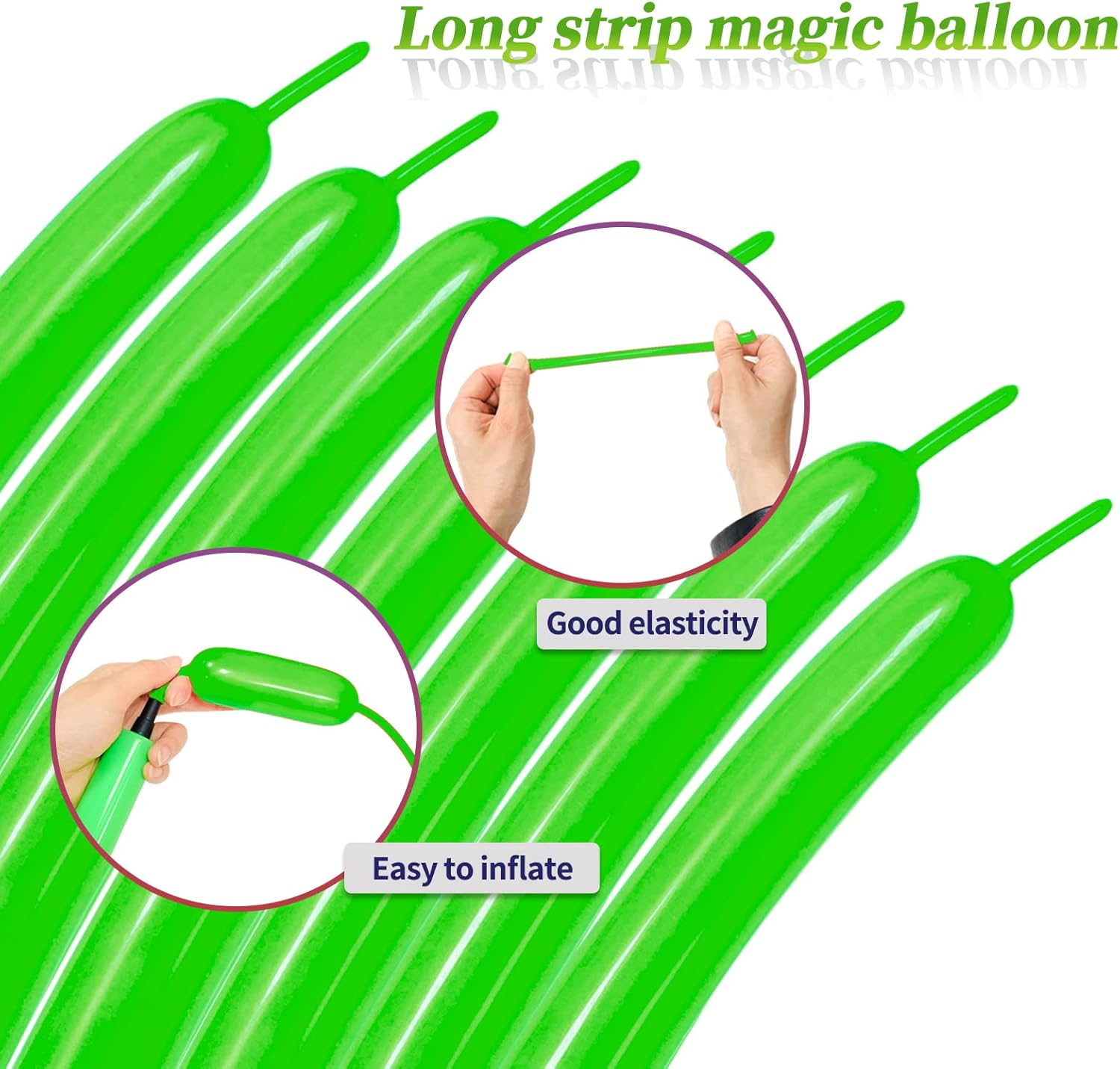 Globos verdes 260 para torcer globos de animales, globos verdes largos y delgados para modelar, kit de globos mágicos verdes para bodas, cumpleaños,