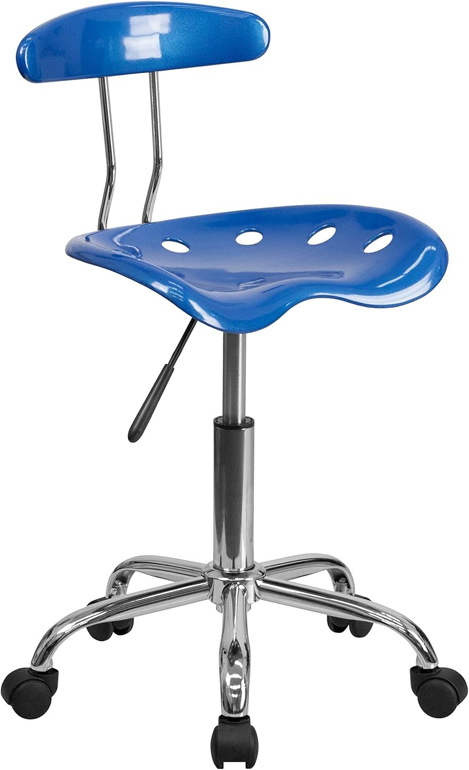 Silla giratoria para computadora Flash Furniture, cromada color verde manzana brillante, con asiento de tractor, Plástico Acero inoxidable, Azul