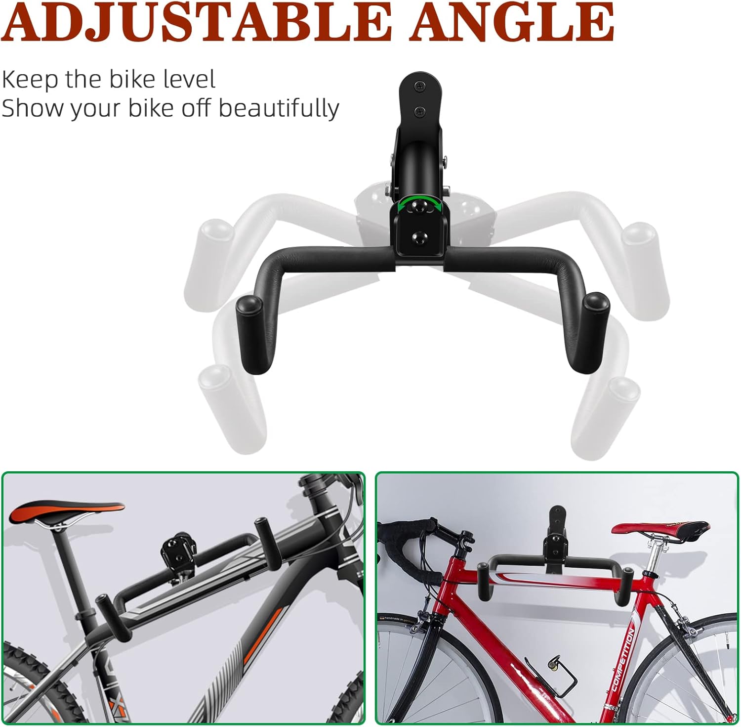 Soporte de pared para bicicleta, soporte para bicicleta de garaje, soporte ajustable para bicicleta, almacenamiento de bicicletas en el garaje y el