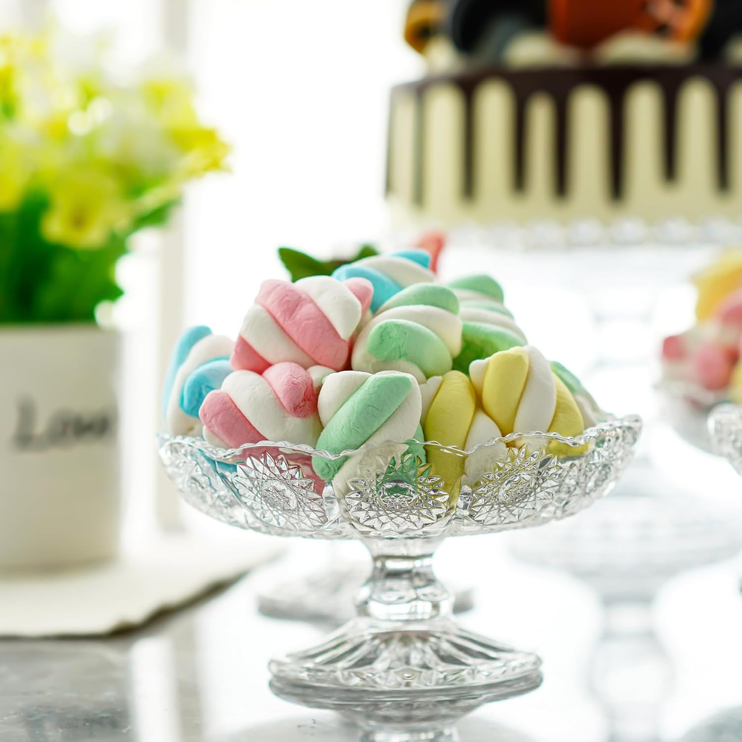 6 soportes de postre de cristal para tartas, servidor de platos de magdalenas, soporte transparente para tartas pequeñas para chocolate, postre,