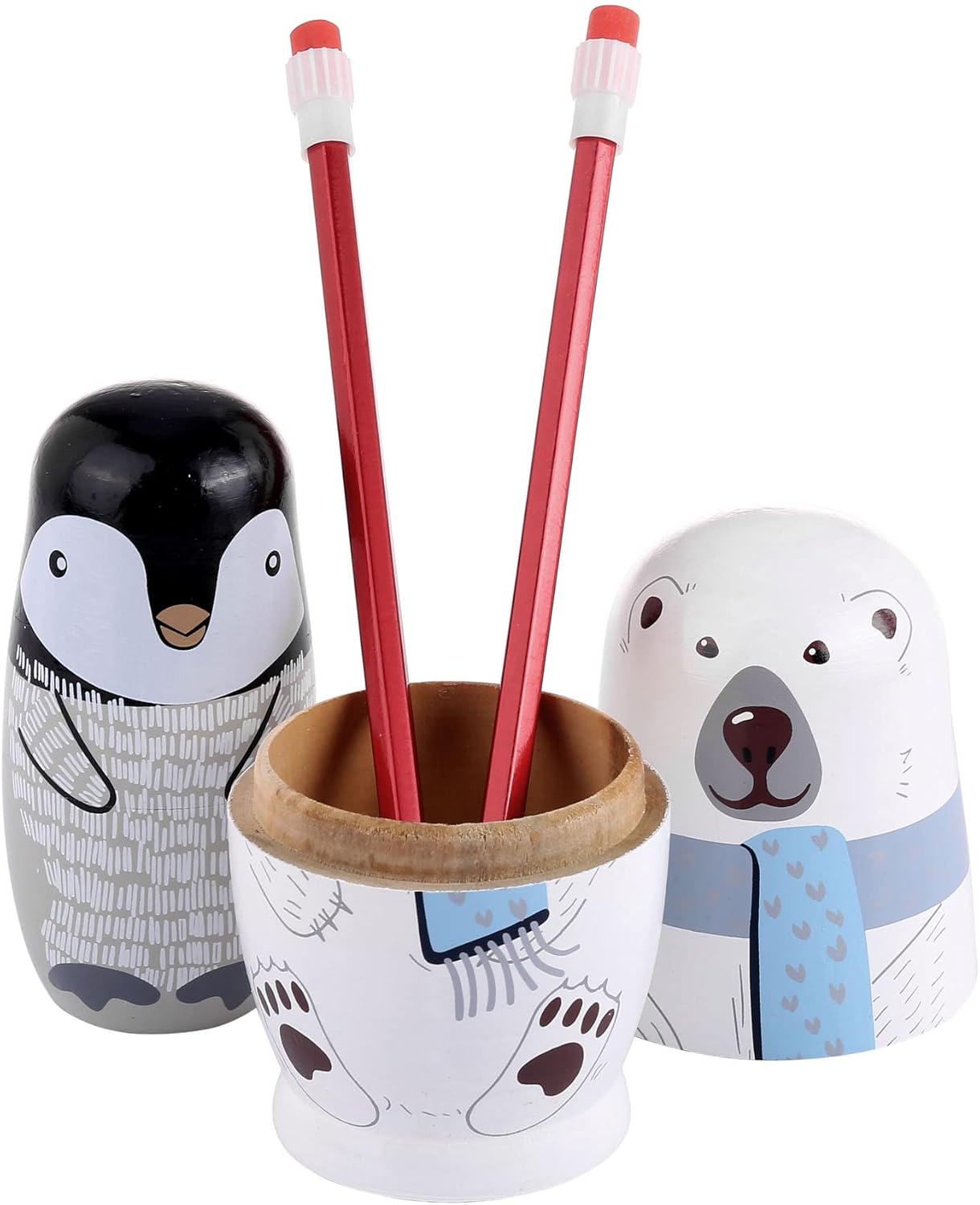 5 muñecas rusas de anidación hechas a mano, de madera, apilables, muñecas rusas Matryoshka para niños y niñas, regalo de deseos de cumpleaños (osos