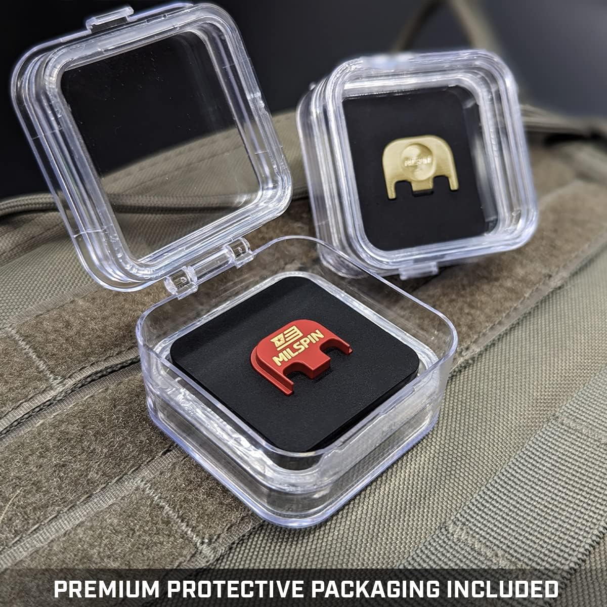 Milspin Placa trasera deslizante grabada CNC compatible con Glock Gen 1-5, modelos G17 19 21 22 23 24 26 27 29 30 31 32 34 35 36 37 38 39 40 41
