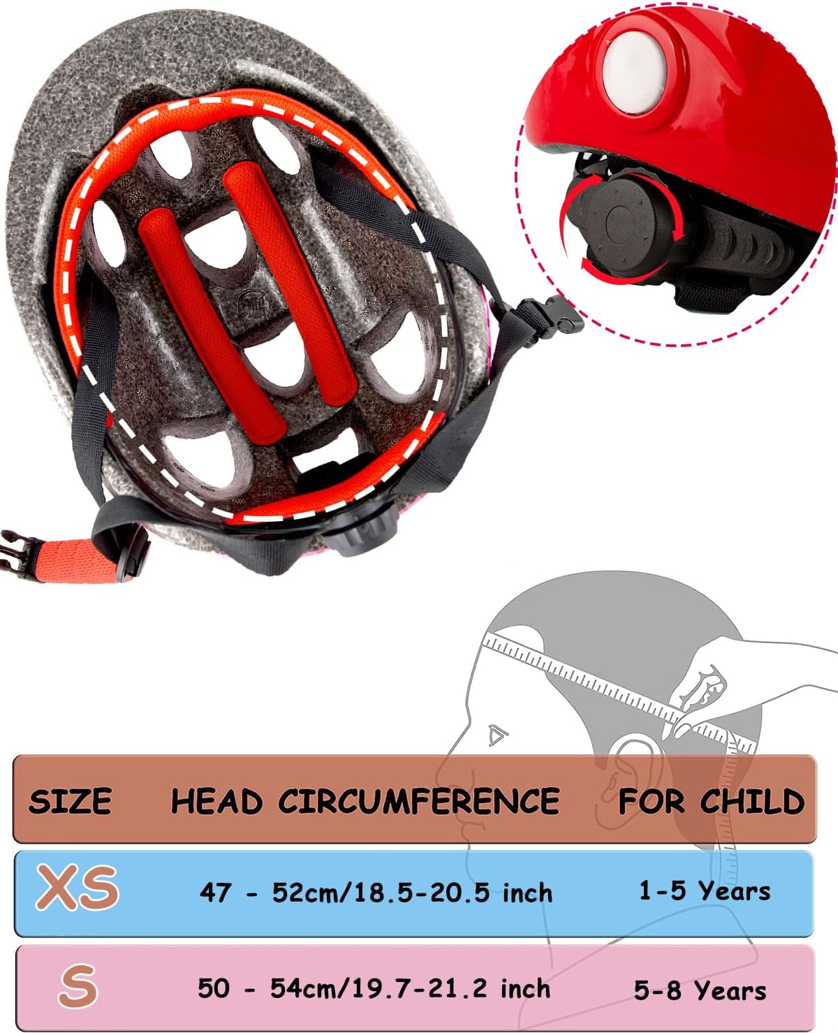 Casco de bicicleta para niños pequeños, cascos ajustables para niños y niñas de bebé a niños (edad 1-8), multideportes para bicicleta, patinaje,