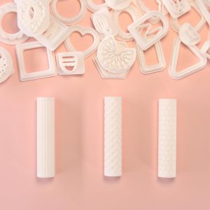 Rodillo de arcilla polimérica con textura de arcilla, 3 piezas de sellos de cerámica para aretes de arcilla polimérica, rodillos de textura de Rodillo de arcilla polimérica con textura de arcilla, 3 piezas de sellos de cerámica para aretes de arcilla polimérica, rodillos de textura de