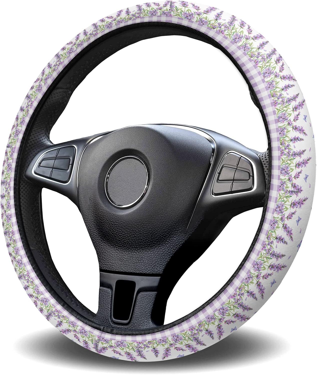 Funda para volante de automóvil, funda protectora de esponja elástica para volantes de automóvil, diseño de mariposa, lavanda, morado, búfalo, a