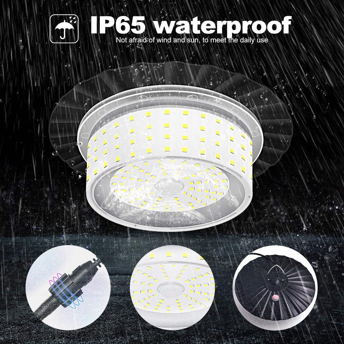 Luz solar para cobertizo, 244 LED, luz colgante solar para exteriores e interiores, 6 modos de iluminación de 360, luz solar con control remoto,