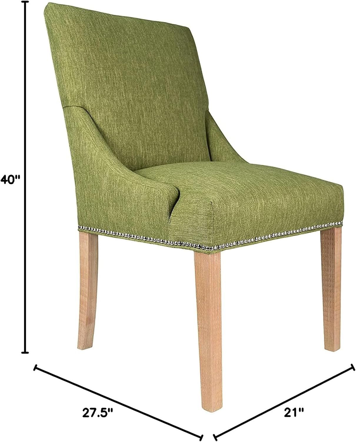Sole Designs Marie Collection – Silla auxiliar de comedor doble tapizada con detalles de cabeza de clavo, color verde