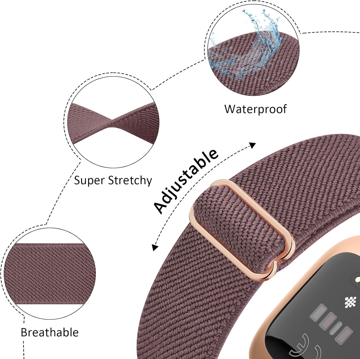 AK Banda elástica compatible con Fitbit Versa 2 BandasFitbit Versa Bandas para mujeres y hombres, correas de nailon elásticas suaves ajustables para