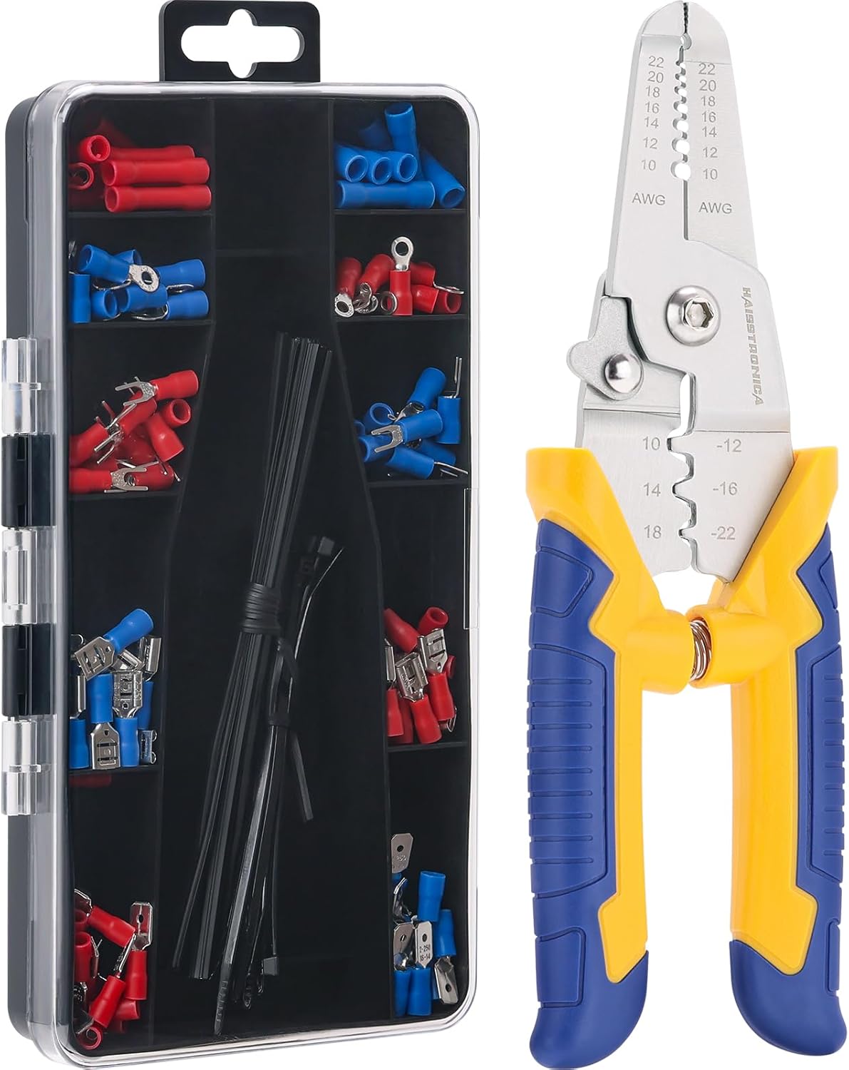 haisstronica Kit de herramientas pelacables de 171 piezas, incluye terminales de cable aislados, para cableado eléctrico, automotriz y bricolaje