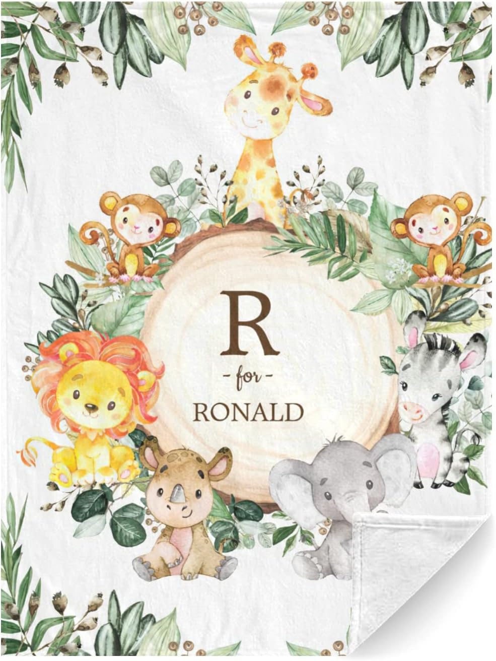 Manta de bebé personalizada de animales de la selva con nombre, manta de bebé personalizada para niños y niñas, manta de aventura que espera cosas,