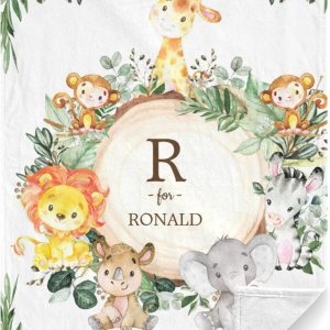 Manta de bebé personalizada de animales de la selva con nombre, manta de bebé personalizada para niños y niñas, manta de aventura que espera cosas, Manta de bebé personalizada de animales de la selva con nombre, manta de bebé personalizada para niños y niñas, manta de aventura que espera cosas,