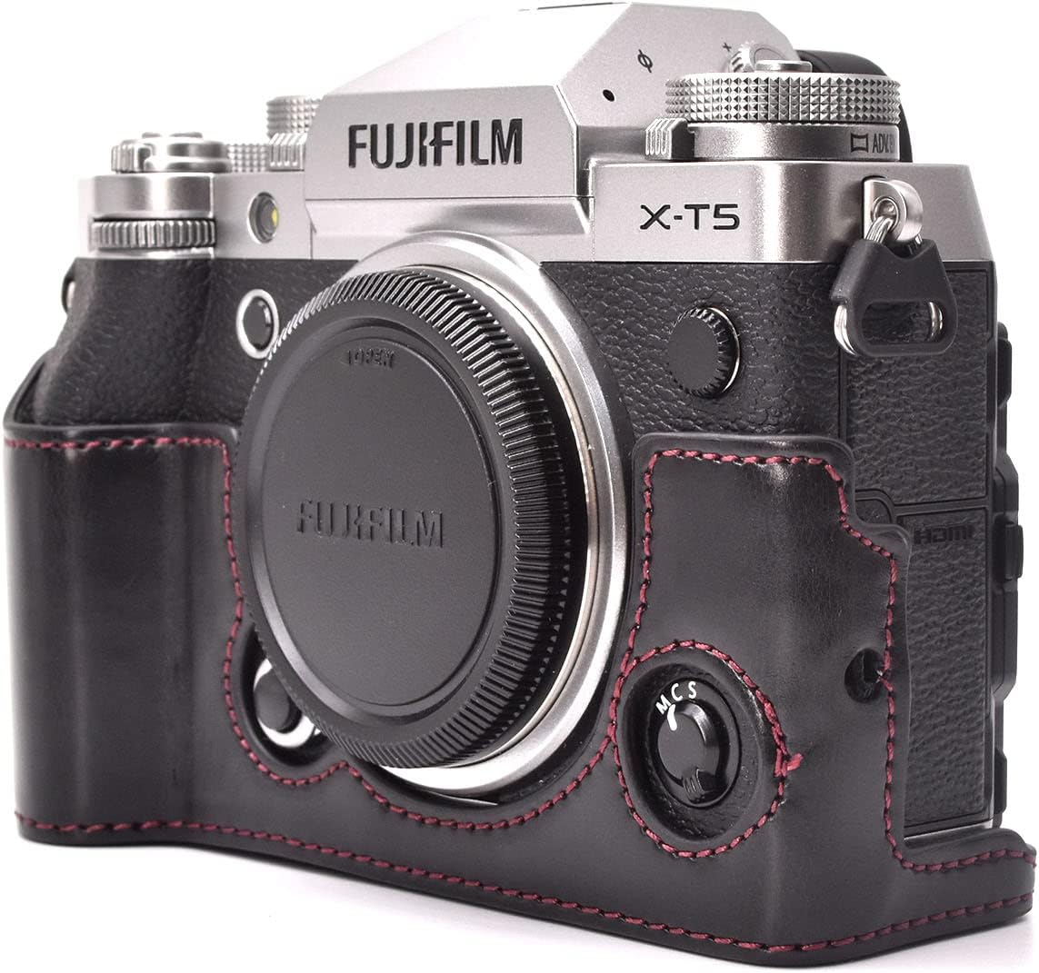 Rieibi Fuji XT5 – Funda de piel sintética para cámara digital Fujifilm X-T5, funda protectora para Fuji XT5 X-T5, color negro