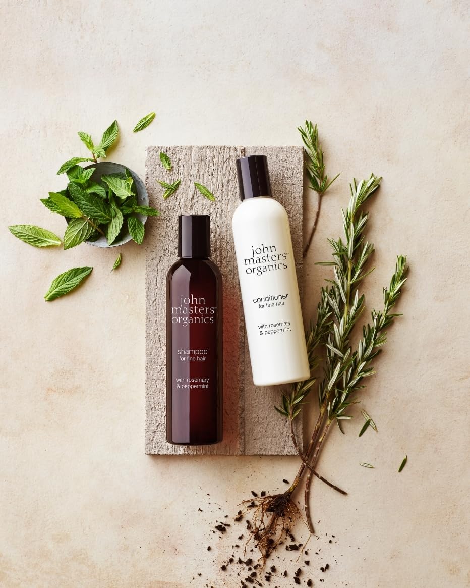 Champú para cabello fino con romero y menta, 16 onzas líquidas