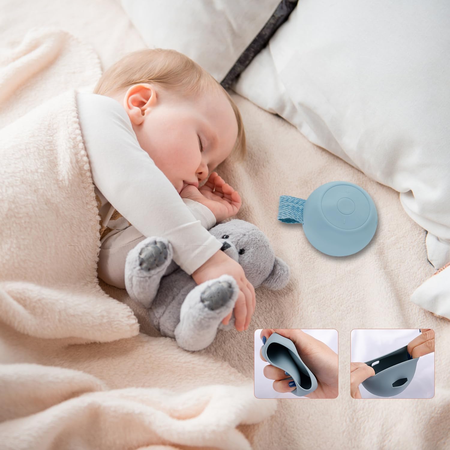 Funda de viaje para máquina de sonido para Hatch Rest Go, funda protectora de sonido portátil de silicona para máquina de ruido blanco (azul claro)