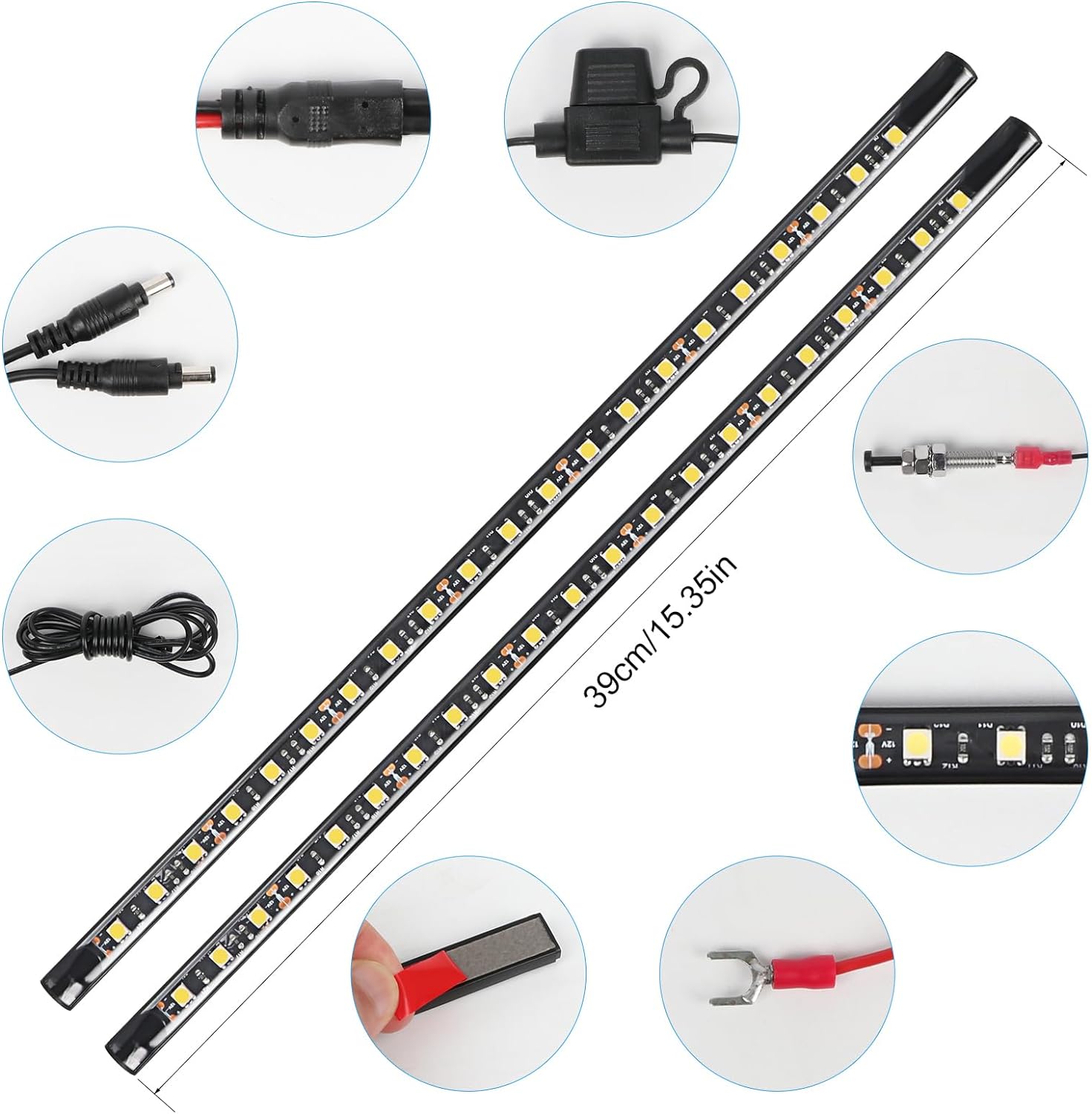 GreceYou Kit de luz LED 2 en 1 debajo del capó, barra de luz LED impermeable de 12 V para automóvil, luces de trabajo bajo el capó con