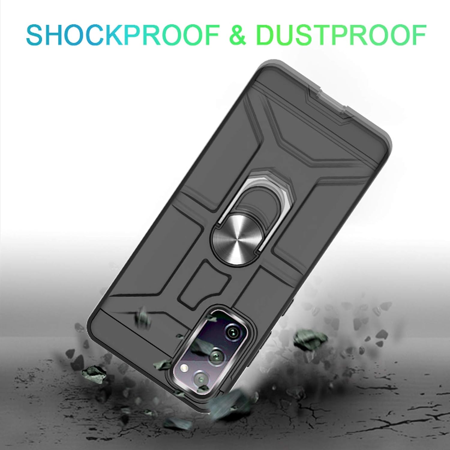 Funda para Galaxy S20 Fe, de doble capa, a prueba de golpes, con soporte de anillo giratorio de 360, adecuado para Samsung Galaxy S20 Fe (negro)