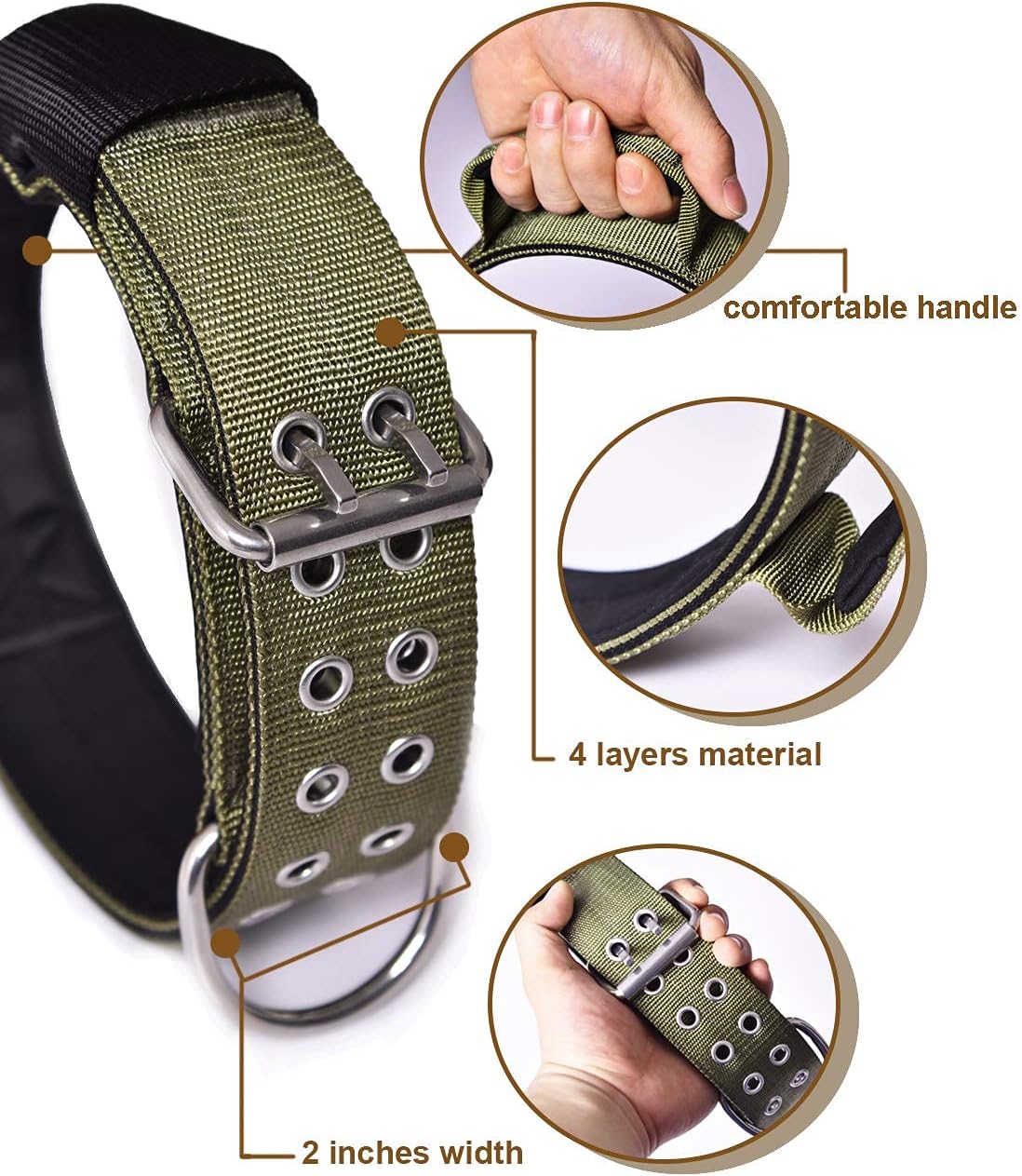 Collar de perro para perros grandes, collares tácticos de 2 pulgadas de ancho con asa para perros de raza extragrande, camuflaje militar,