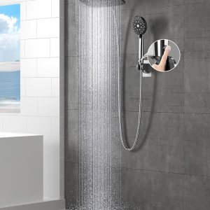 Veken Cabezal de ducha de lluvia de alta presión de 12 pulgadas, cabezales de ducha con 5 modos de pulverización de mano, ducha amplia con manguera Veken Cabezal de ducha de lluvia de alta presión de 12 pulgadas, cabezales de ducha con 5 modos de pulverización de mano, ducha amplia con manguera