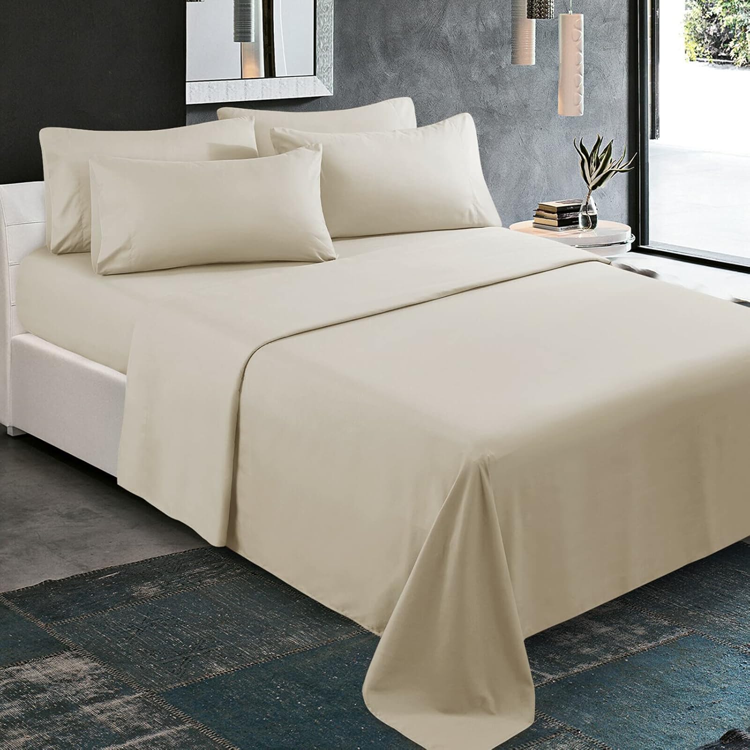 HOMEIDEAS – Juego de sábanas de 4 piezas, 100 % de microfibra cepillada, de la colección 1800, con buena profundidad, hipoalergénicas, resistentes a