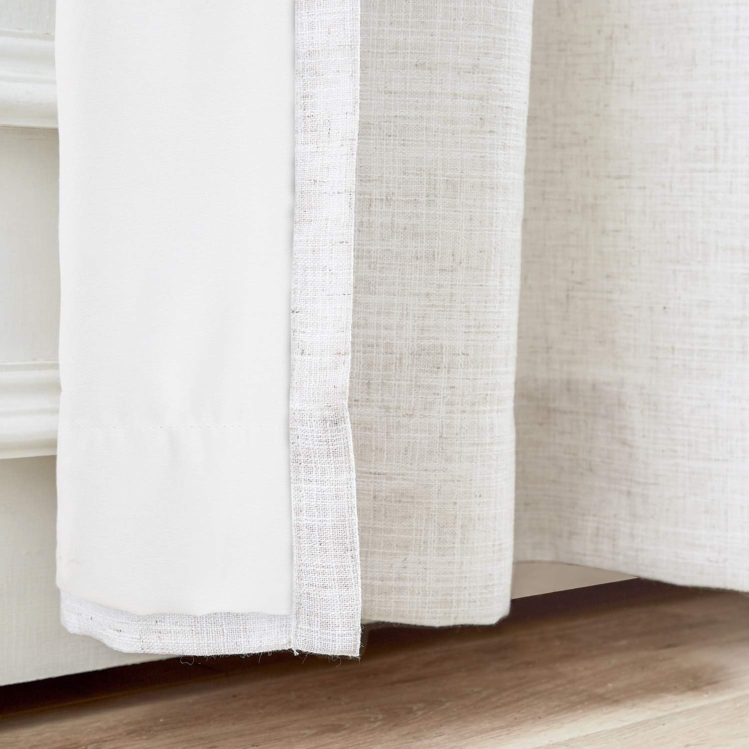 Macochico Cortinas opacas de lino sintético de 52 pulgadas de ancho x 96 pulgadas de largo, panel de cortinas plisadas para dormitorio, aulas,
