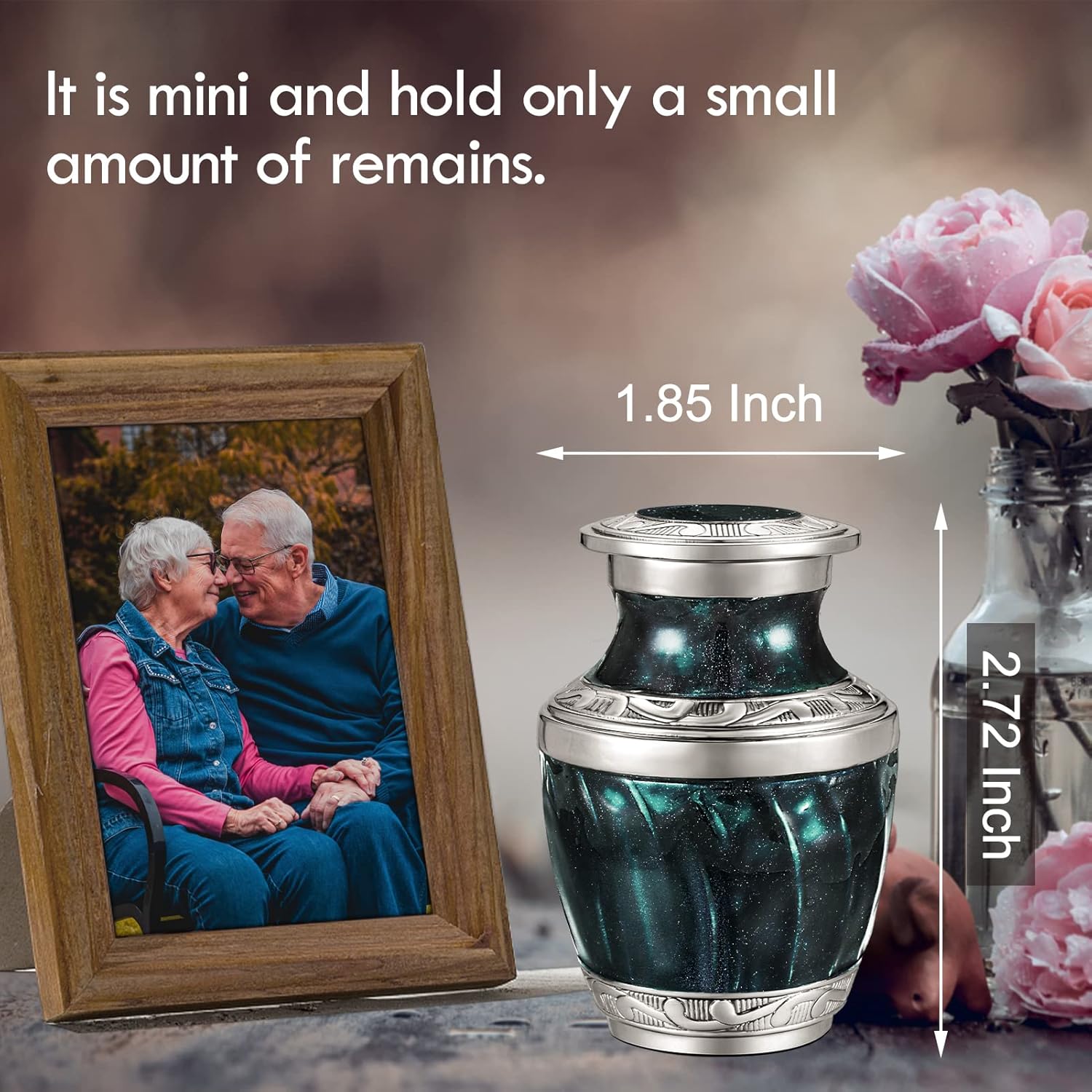Urnas pequeñas de 2.7 pulgadas para cenizas humanas, urna de recuerdo pequeña de latón, mini urnas conmemorativas para cenizas, recuerdo de