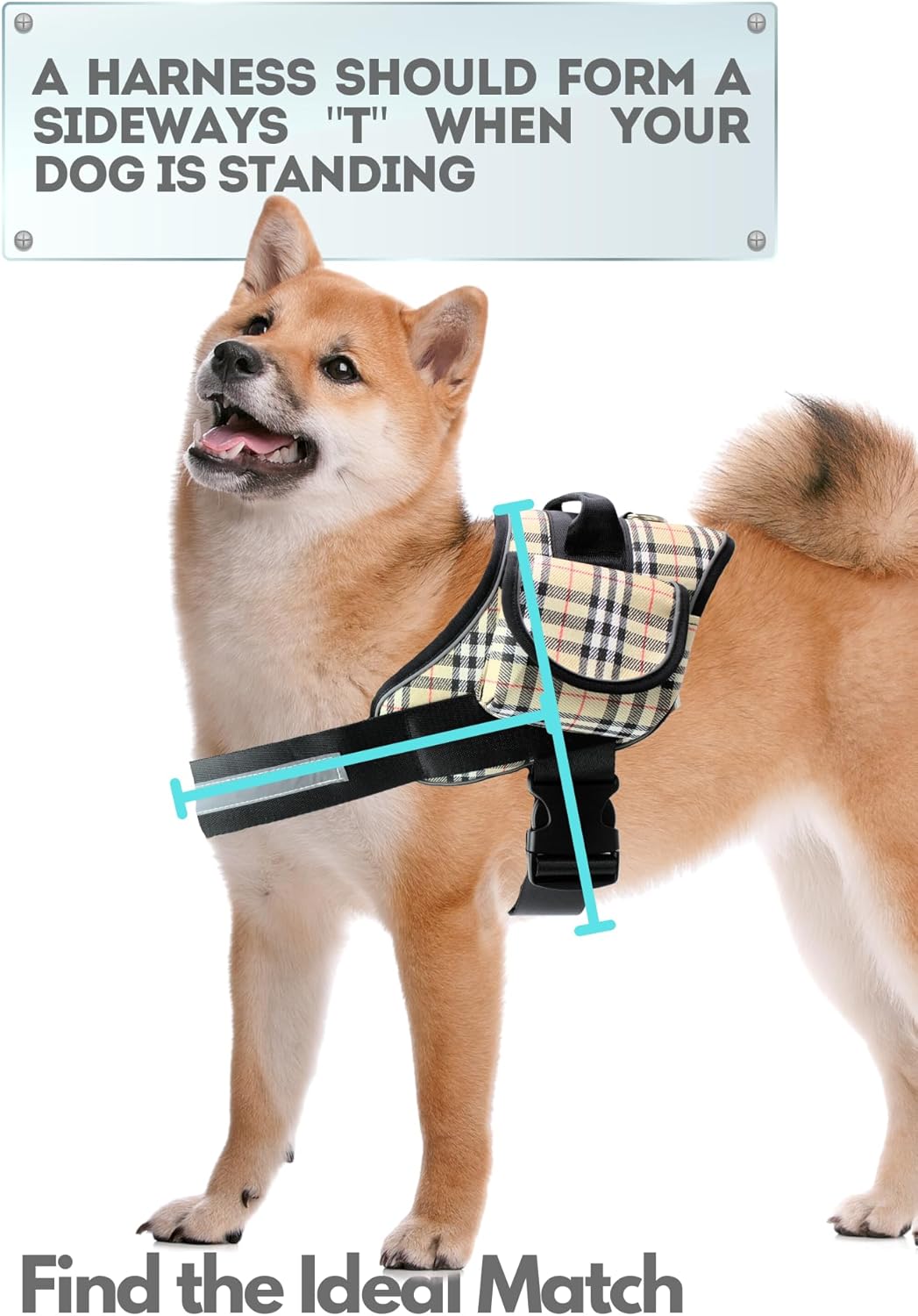 Arnés para perro grande a cuadros con bolsillo para mascotas, arnés para perro grande, arnés para perro grande, arnés reflectante grande para perro,