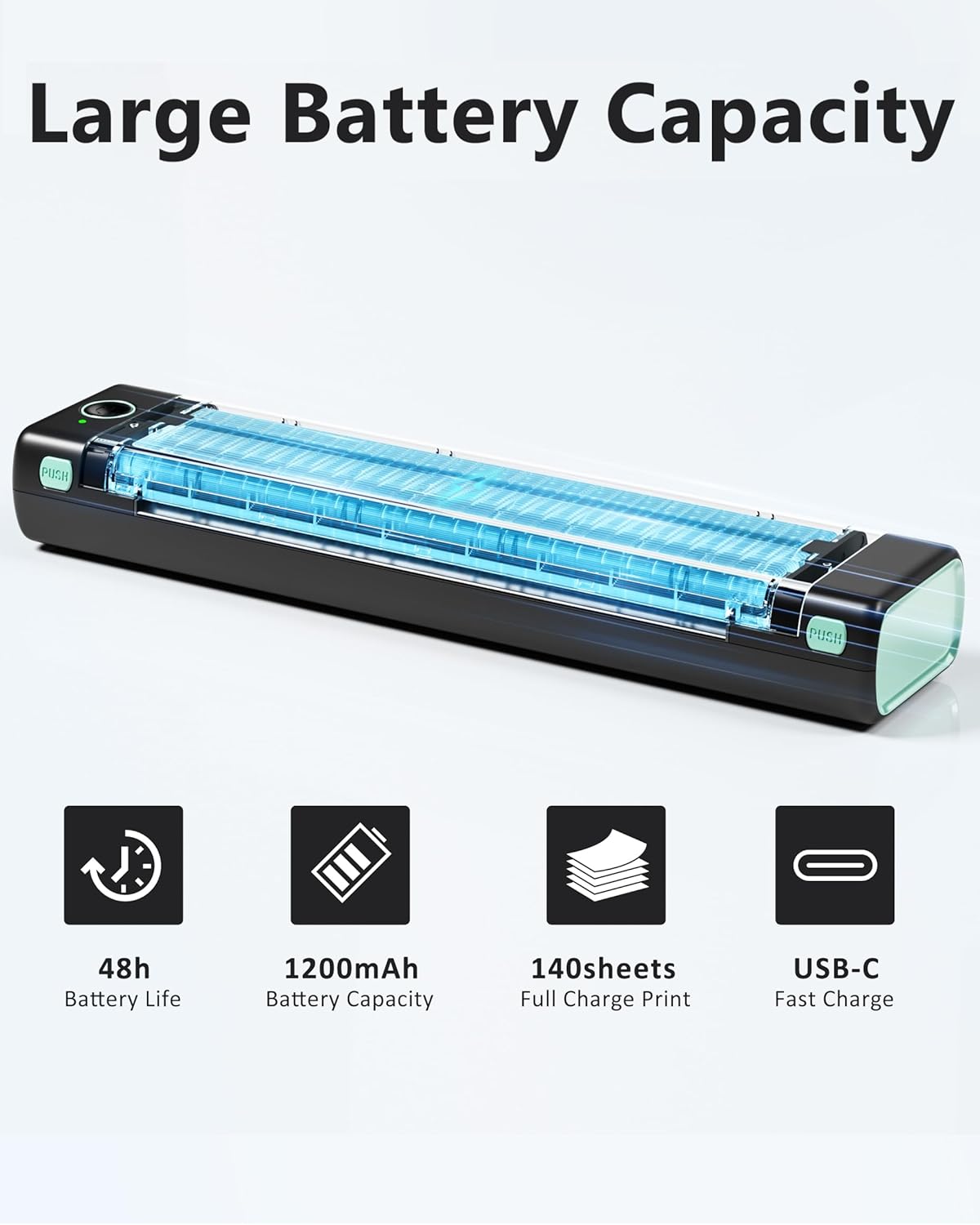 Itari Impresora portátil inalámbrica para viajes, impresora térmica sin tinta con funda, compatible con letras de EE. UU. de 8.5 x 11 pulgadas,