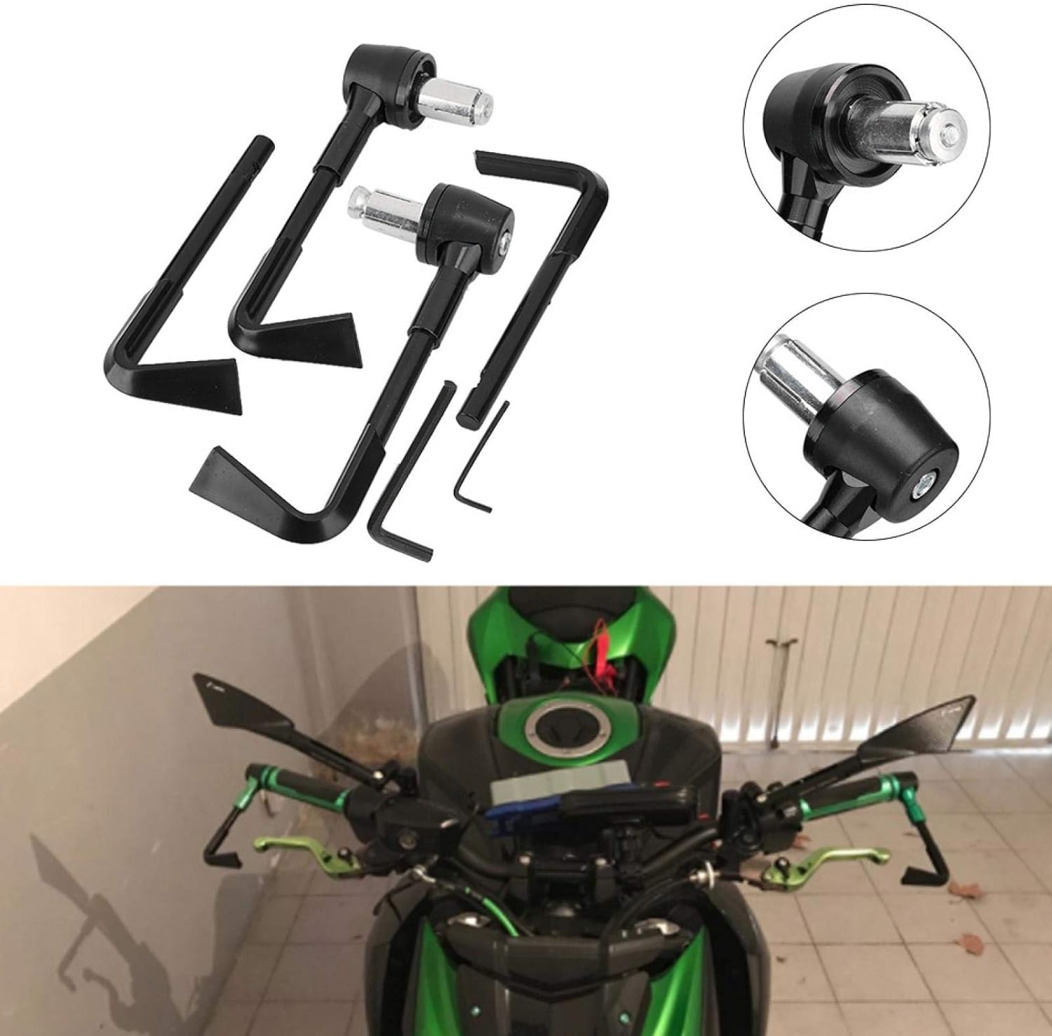 EVGATSAUTO Protectores de palanca de motocicleta, protector de palanca de freno frontal CNC, mango de motocicleta, protector de motocicleta (negro)