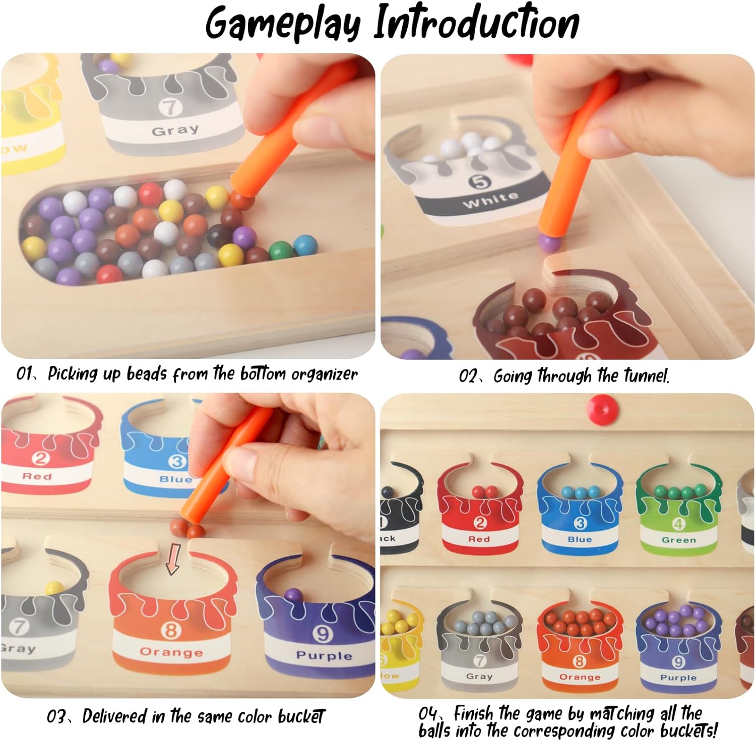 Laberinto magnético de color y números, juego de mesa de rompecabezas de madera para niños pequeños, juguetes Montessori de clasificación de colores
